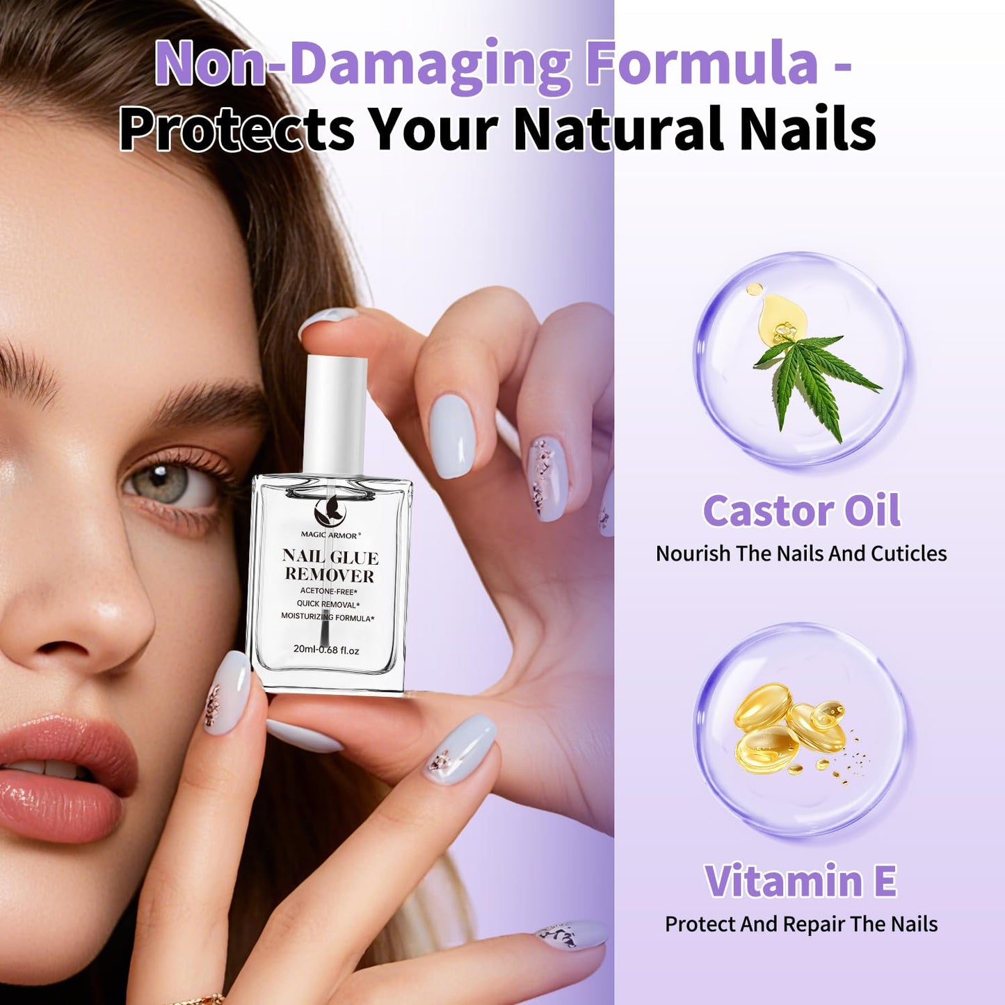 Nail Glue Remover for Press On Nails 20ml, Non-Acetone Removal Debonder, Quick & Gentle Adhesive Remover for Fake Nails – Not for Gel Polish or Base Coat