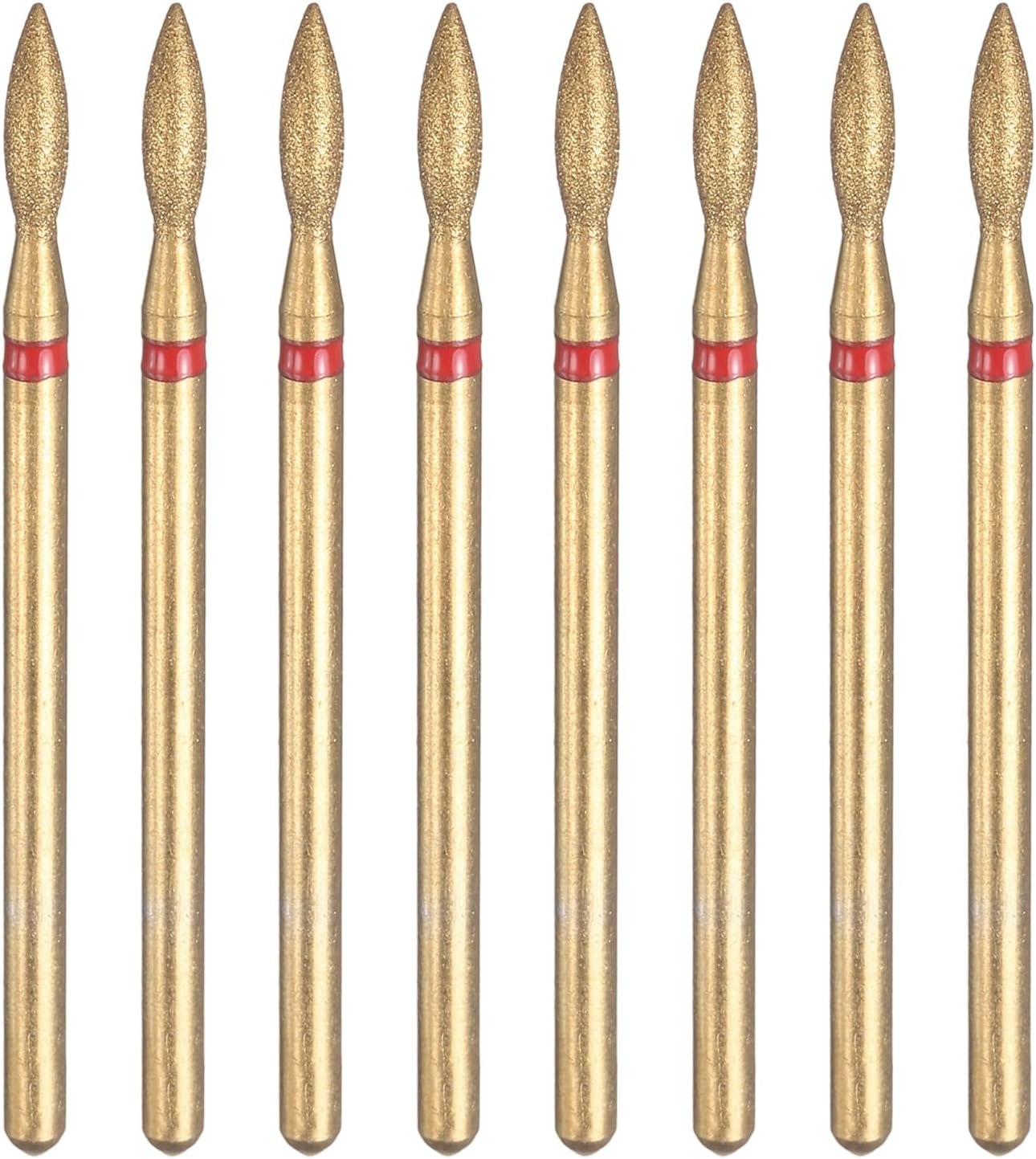 HARFINGTON 8pcs 200-230 Grits Diamond Grinding Bit 2.3mm Oval Head 2.35mm Shank 8mm Length Titanium Plated Stone Sanding Drill Bits Rotary Tool for Nails Grinding Polishing