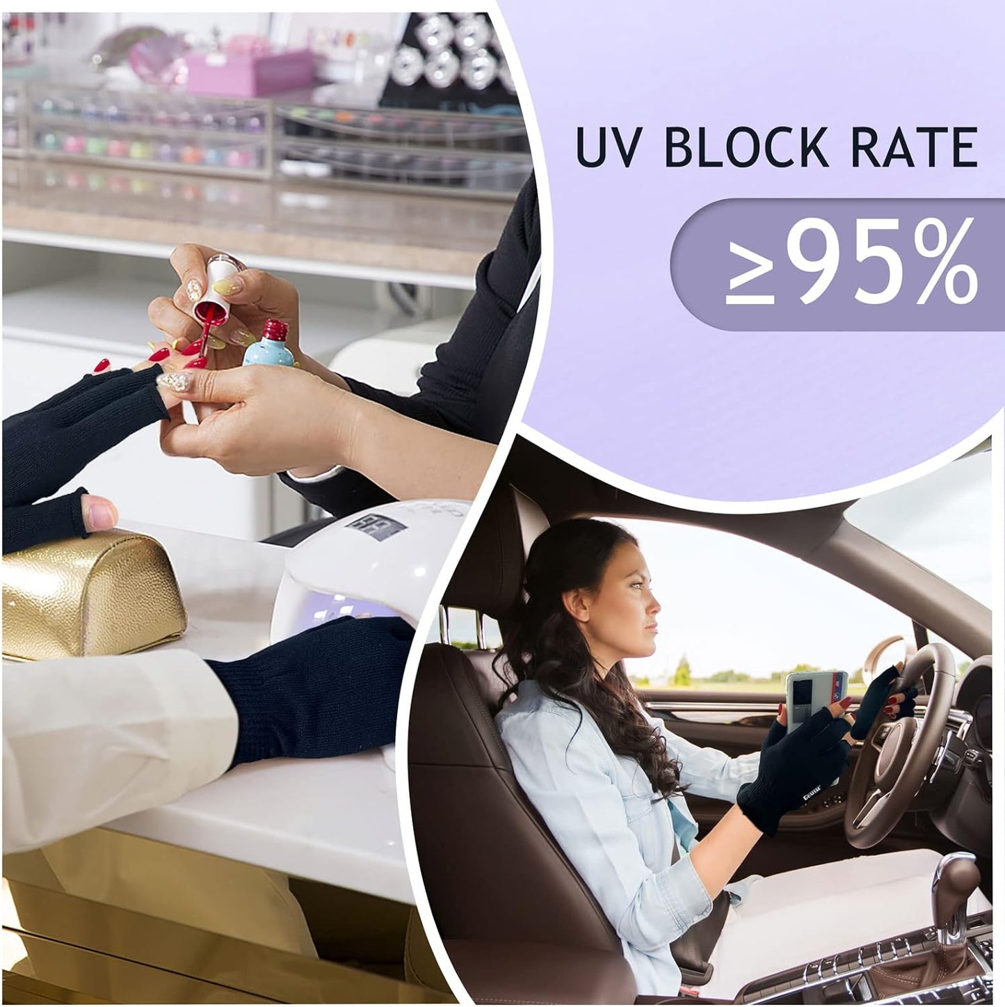 MIG4U Fingerless Moisturizing Gloves, Half Finger Touchscreen Beauty Glove for Eczema, SPA, Dry Hands, Skin Treatment, Summer Sun UV Protection (L/XL, Black-1 Pair)