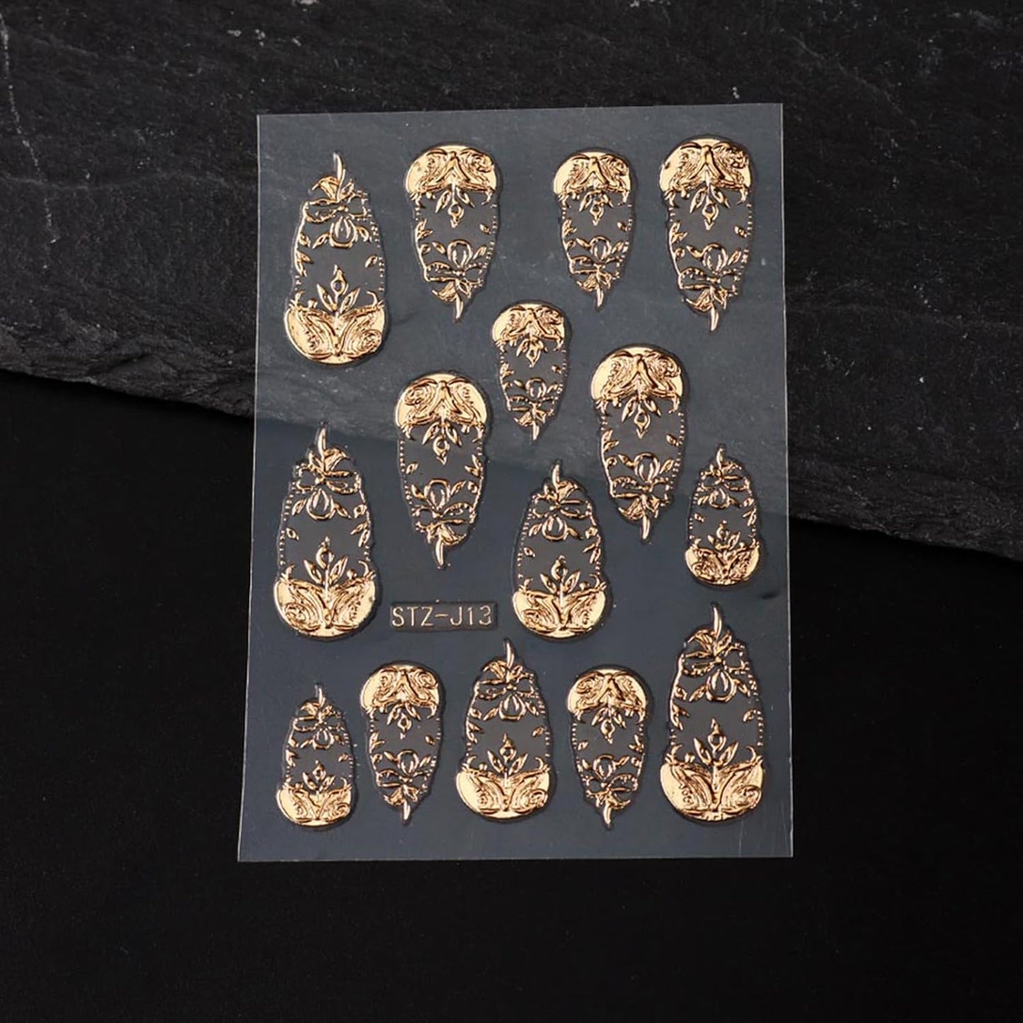 4 Sheets Gold Nail Art Stickers 5D Embossed Flower Nail Decals Metallic Totem Leaves Floral Nails Design Manicure Sliders Self Adhesive French Retro Golden Foil Nail Art Supplies for Women DIY Nail
