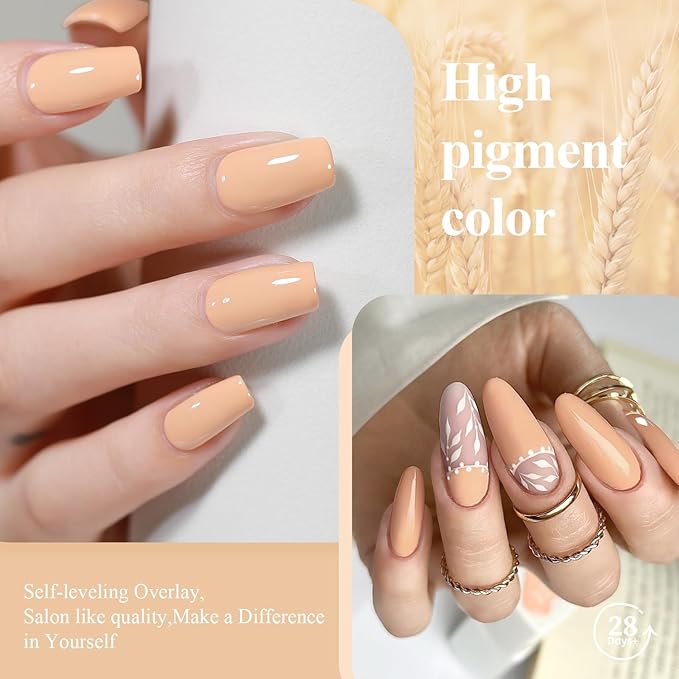 Gel Nail Polish, 15ml Wheat Color Soak Off UV LED Nail Gel Polish Nail Art Starter Manicure Salon DIY at Home, 0.51OZ