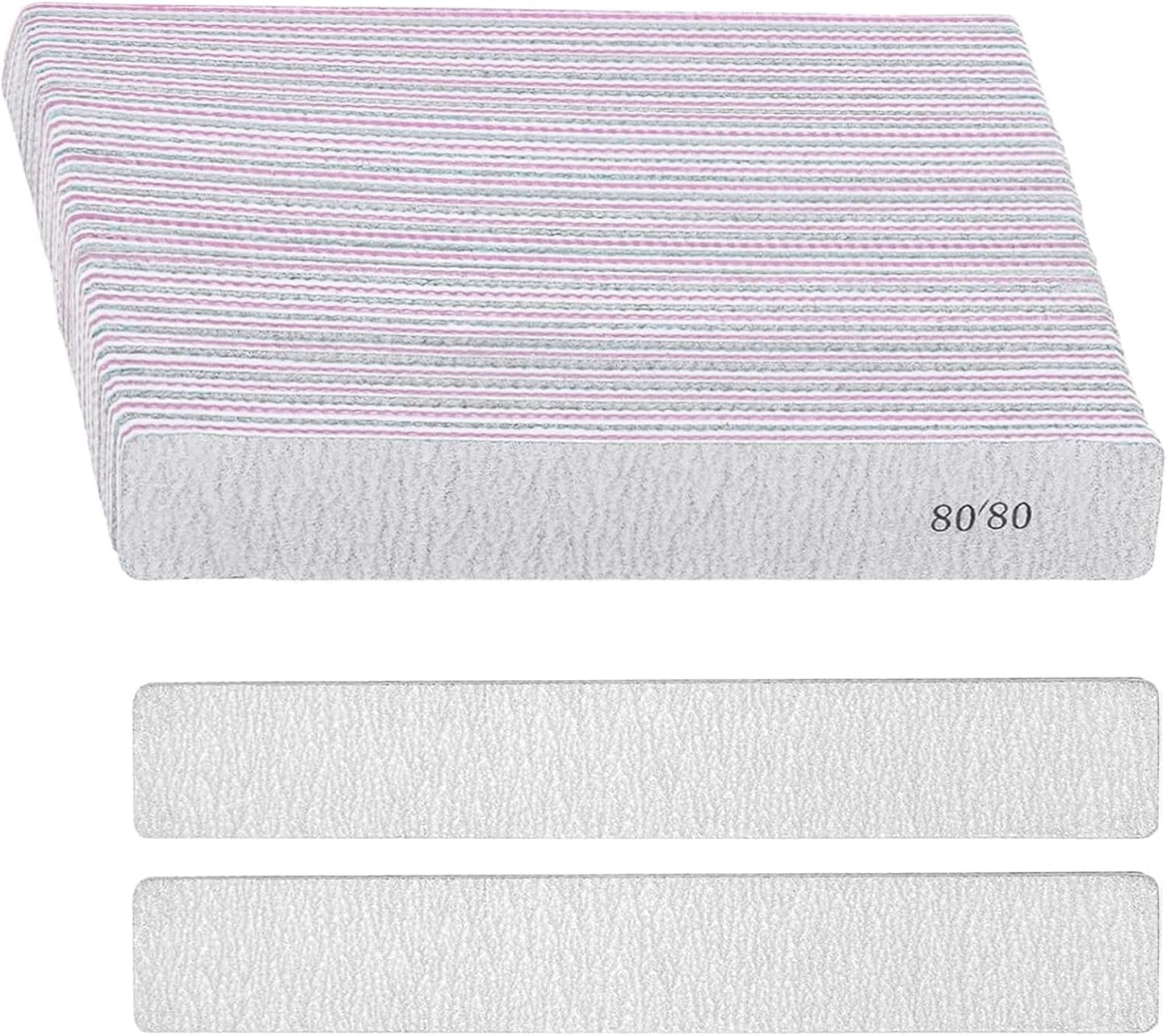 21 Pcs Nail File 80/80 Grit Nail Files,Gray Double Sided Emery Boards,Professional Nail Files for Natural and Acrylic Nails