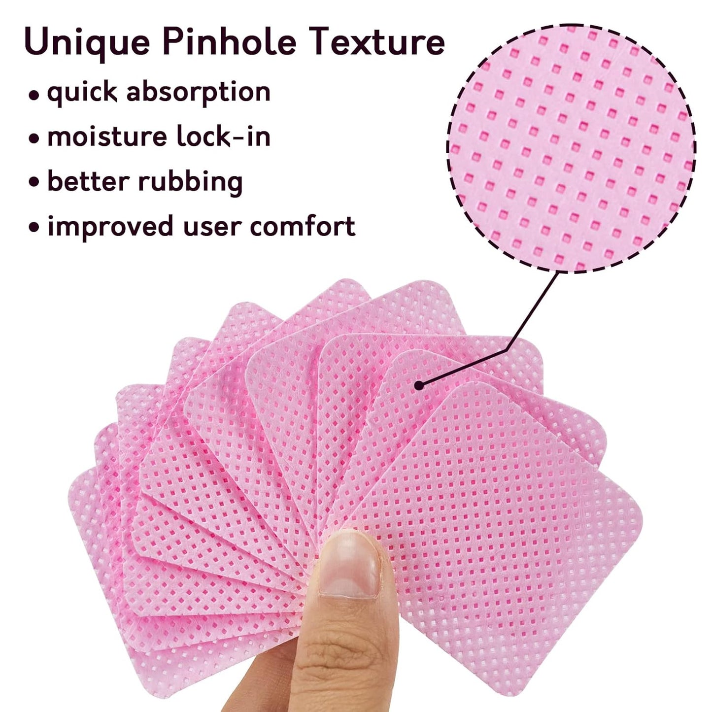 Pink Lint Free Nail Wipes- 540PCS Super Absorbent Nail Polish Remover Pads- Disposable Lint Free Wipes for Nail Polish Removal, lash Extensions Application, Nail Care