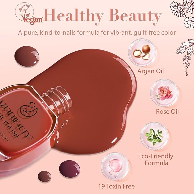AZUREBEAUTY Jelly Nail Polish Set 4 Colors Nude Brown Red Purple Quick Dry Transparent Sheer Nail Polish Natural Nail Lacquer Fingernail with Top Coat DIY Salon Home