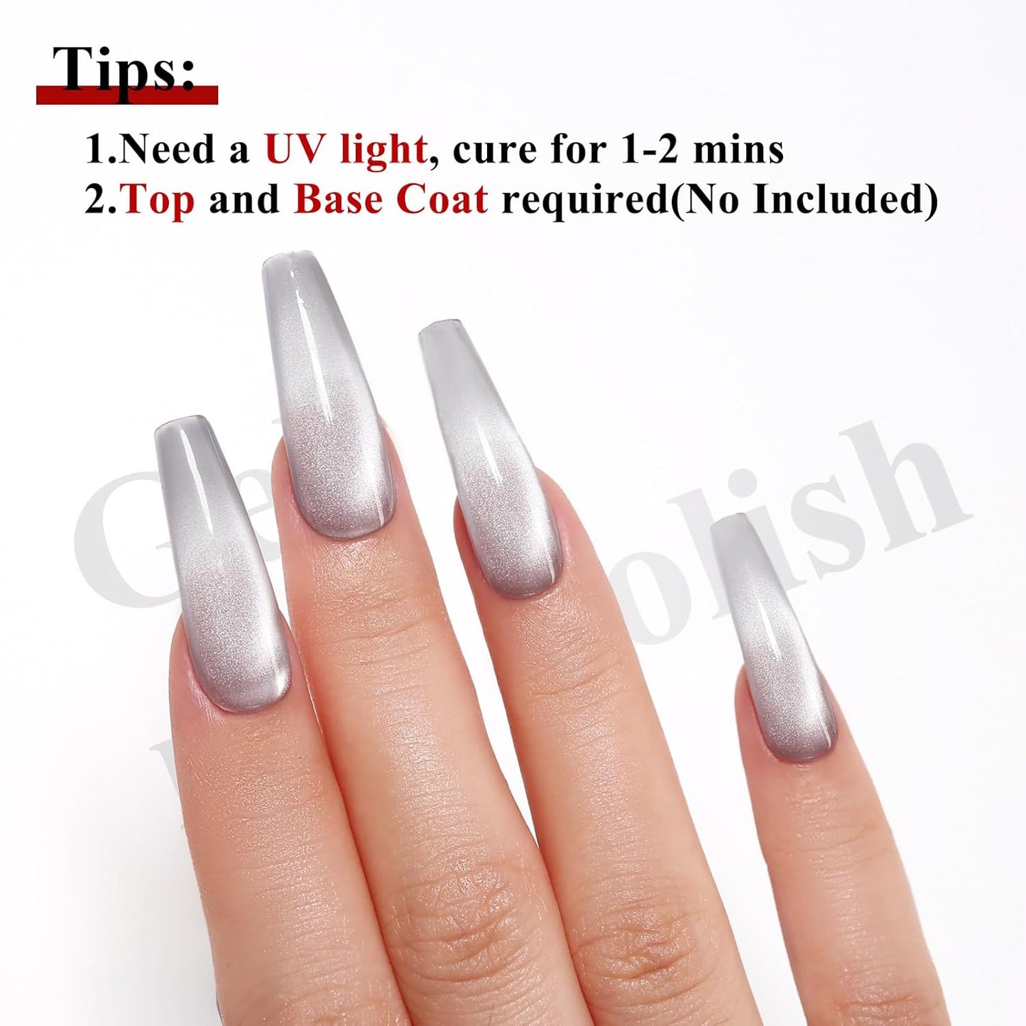 Imtiti 10ml Silver Cat Eye Gel Nail Polish Long Lasting Soak Off UV Led Gel Polish Salon DIY at Home with Magnetic Stick Gift for Women 1Pcs