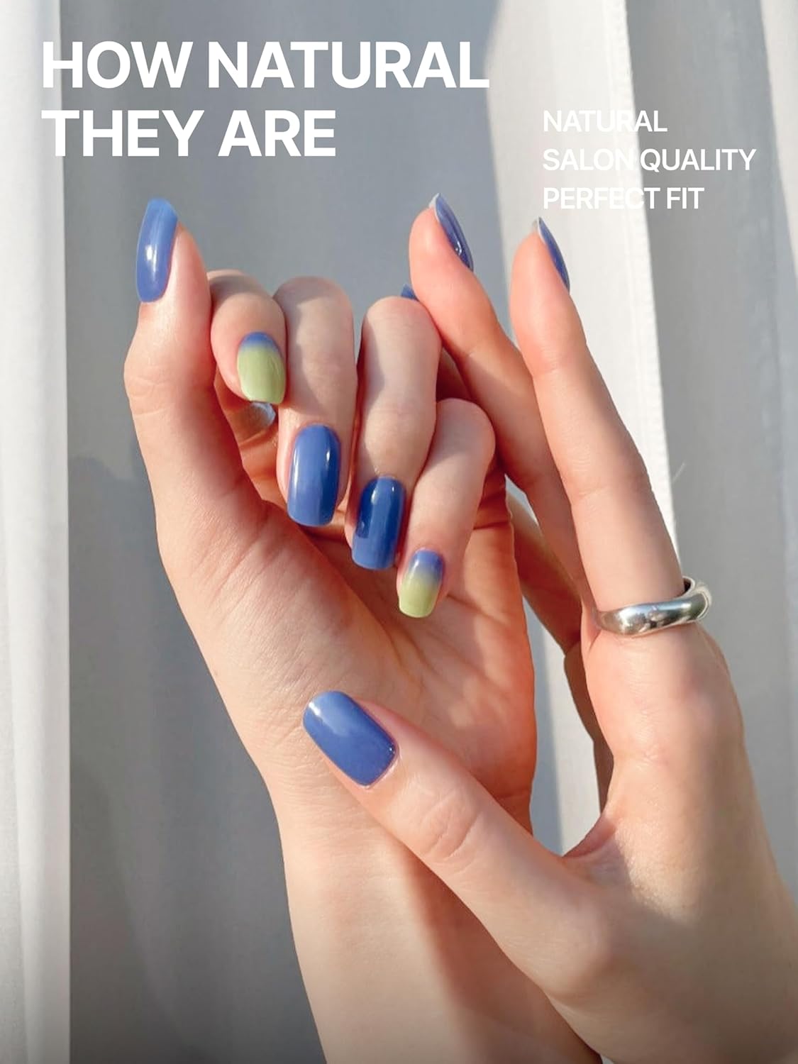 UUUUUU Semi Cured Gel Nail Strips | Salon-Quality | UV Free Gel Nail Wraps for Women | Easy Peel&Stick | Long-Lasting up to 14 Days | 28 Strips Set+File & Wipes | Gift-Ready (UGN075 - Blue Hawaii)