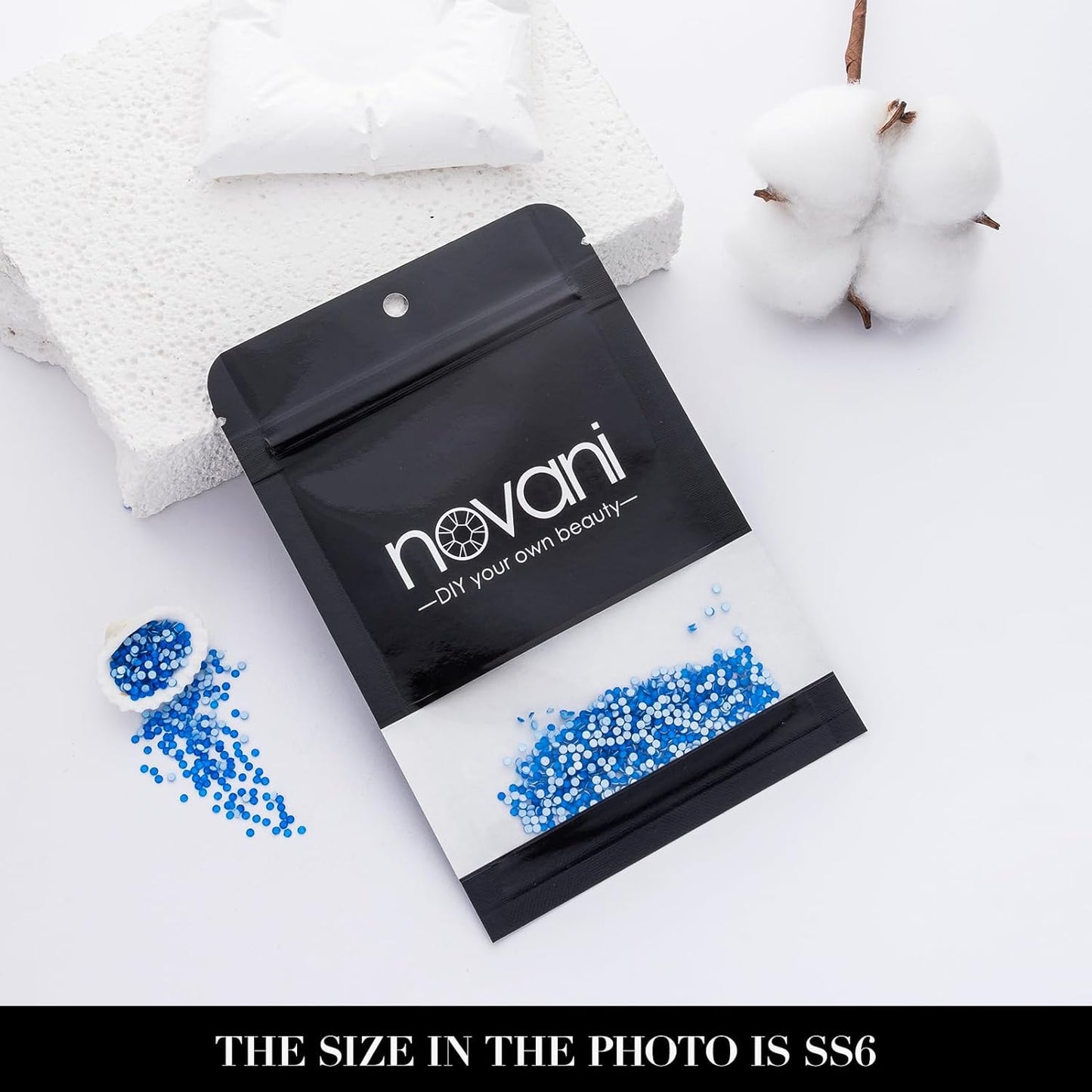 Novani 3000 Pieces Flatback Rhinestones Glass Round Gems Neon-Blue Crystals for Nail Art DIY Crafts Clothes Shoes,SS6,1.9-2.0mm