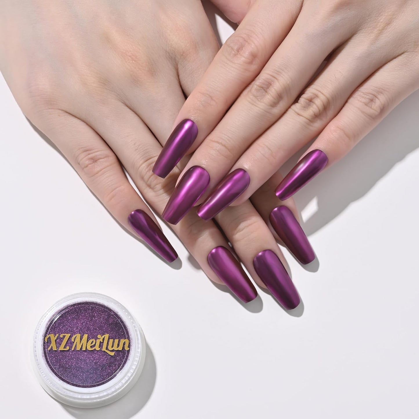 Purple Magic Mirror Chrome Nail Powder, Big-Capacity 1.5g Metallic Dust Holographic Effect Powder Pigment Glitter Manicure Kit, Nail Art, Can Mixed with Builder Gel Nail Polish for Use