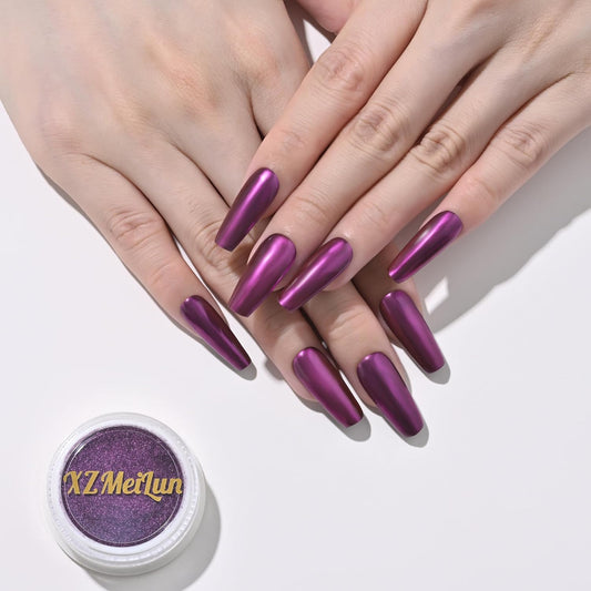 Purple Magic Mirror Chrome Nail Powder, Big-Capacity 1.5g Metallic Dust Holographic Effect Powder Pigment Glitter Manicure Kit, Nail Art, Can Mixed with Builder Gel Nail Polish for Use