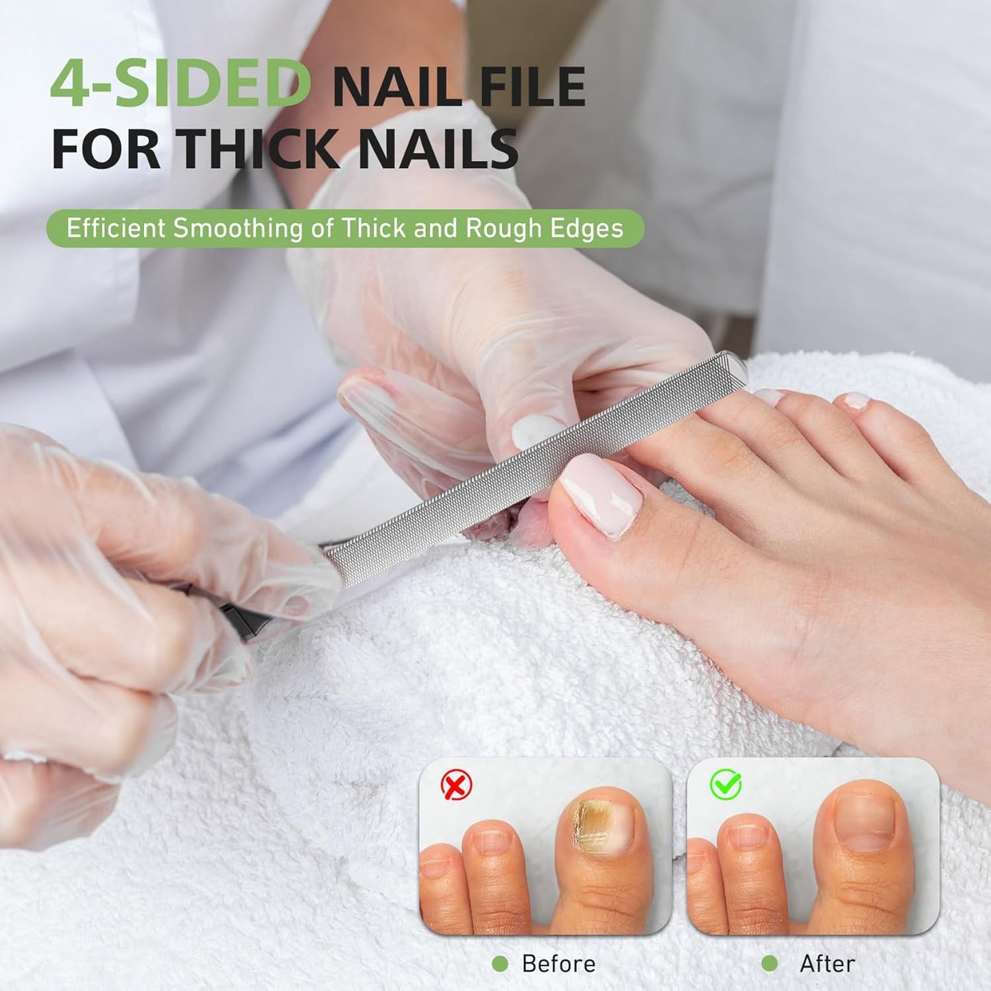 BALUCA Toenail File for Thick Nails & Ingrown Relief | Heavy Duty Metal Emery Board with Toenail Lifter for Seniors, Coarse Grit & Durable Stainless Steel Design (Black, 1.0, Count, 180/240 Grit)