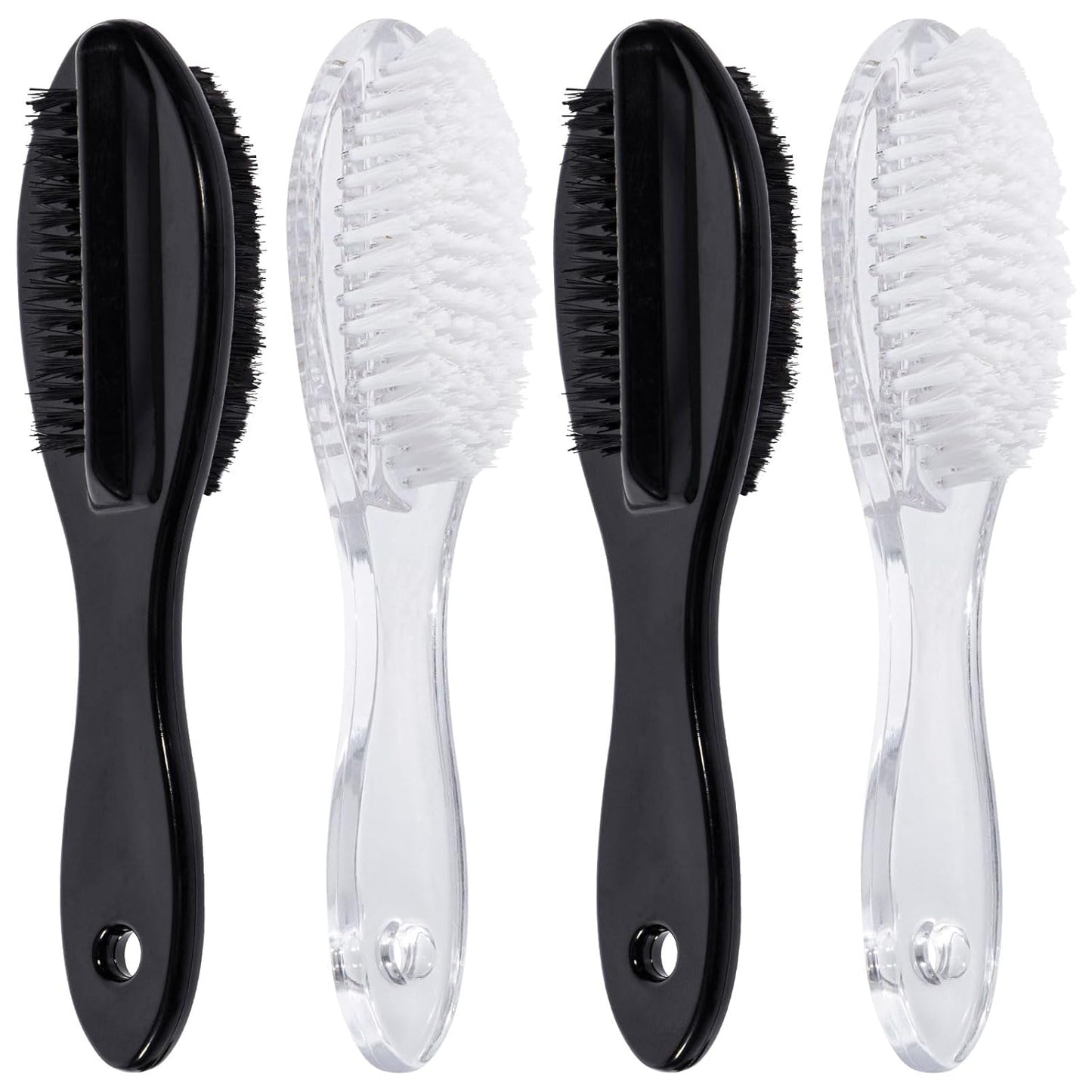 4 PCS Nail Brush for Cleaning Fingernails, Long Handle Grip Double Sided Nail Foot Scrub Brush Fingernail Cleaner, Soft Stiff Bristles Pedicure Nail Scrubber Non-Slip for Men and Women