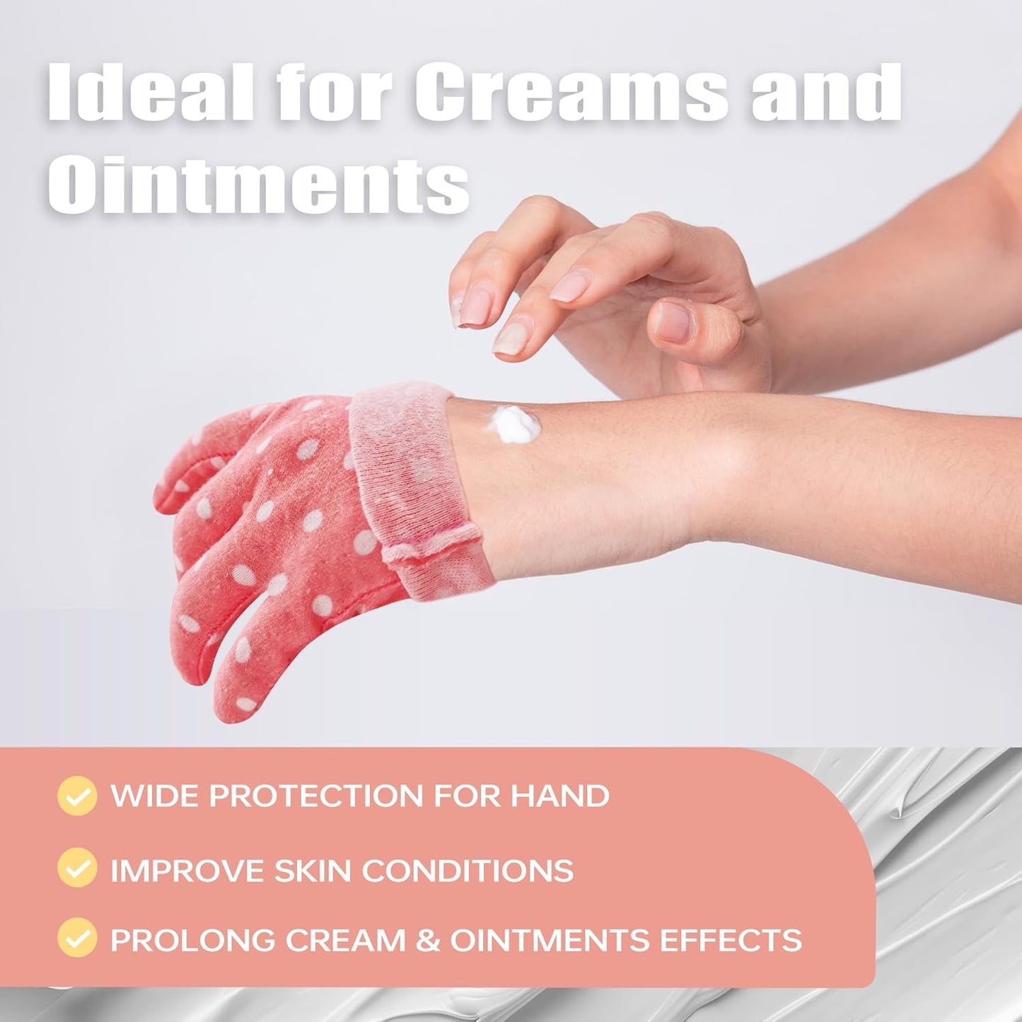 HandLove Premium 100% Cotton Gloves | Moisturizing Gloves for Dry Hands & Eczema | Overnight Sleeping Gloves, Eczema Gloves | Cute Pink Dots, 12 Pairs