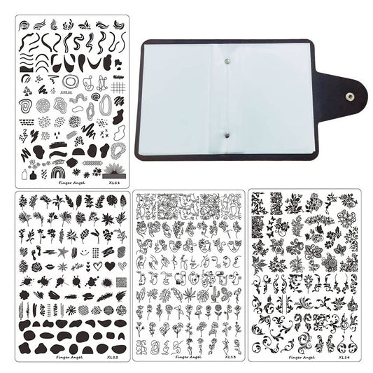 4PCS Nail Art Stamp Plates with XL11-14 Stamping Image Plates Collection Manicure Tools