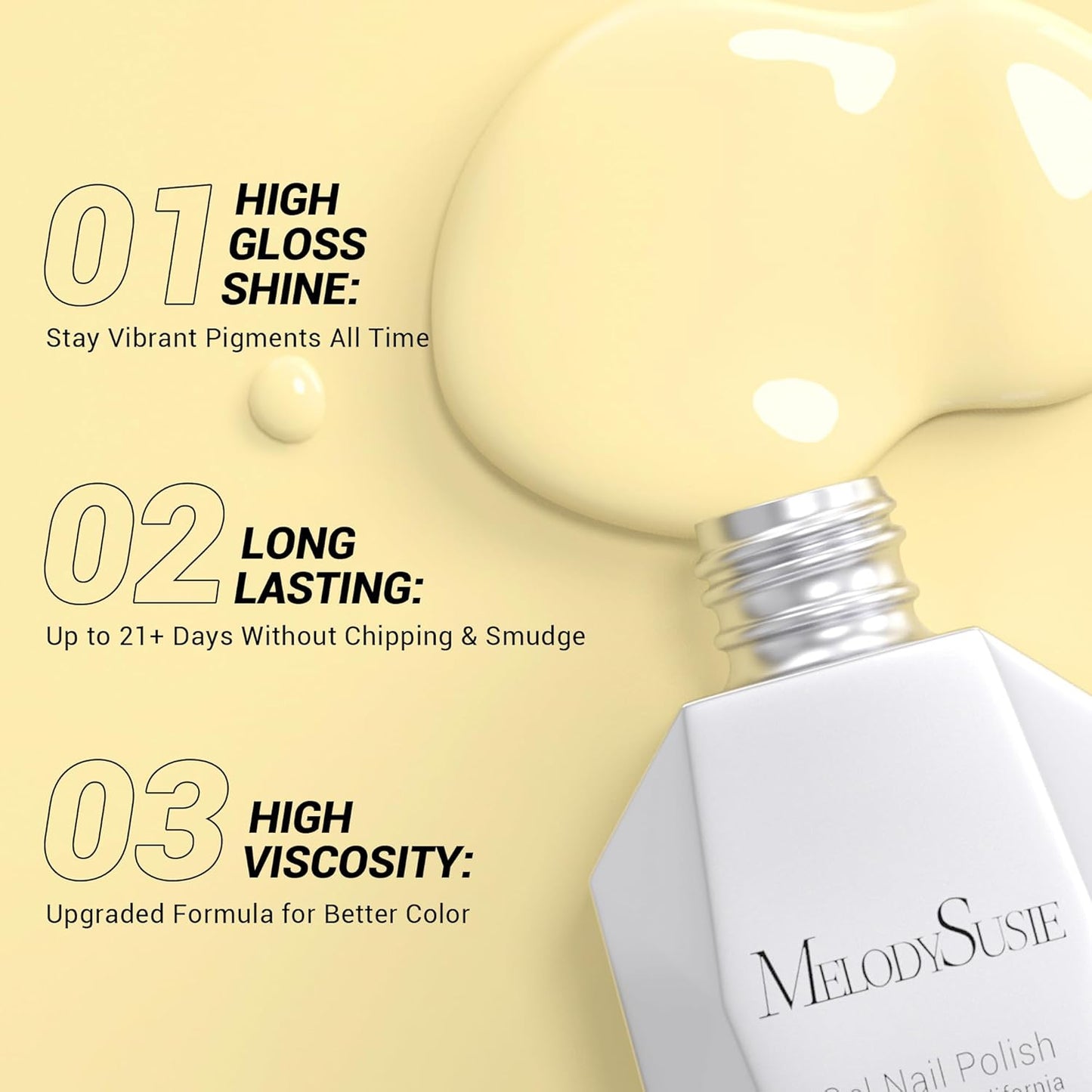 MelodySusie Thick Yellow Gel Nail Polish,0.5fl oz Pastel Soak Off UV LED Creamy Yellow Gel Polish Gift for Women Nail Art Manicure Salon DIY Nail Design Decoration at Home-310-A1902