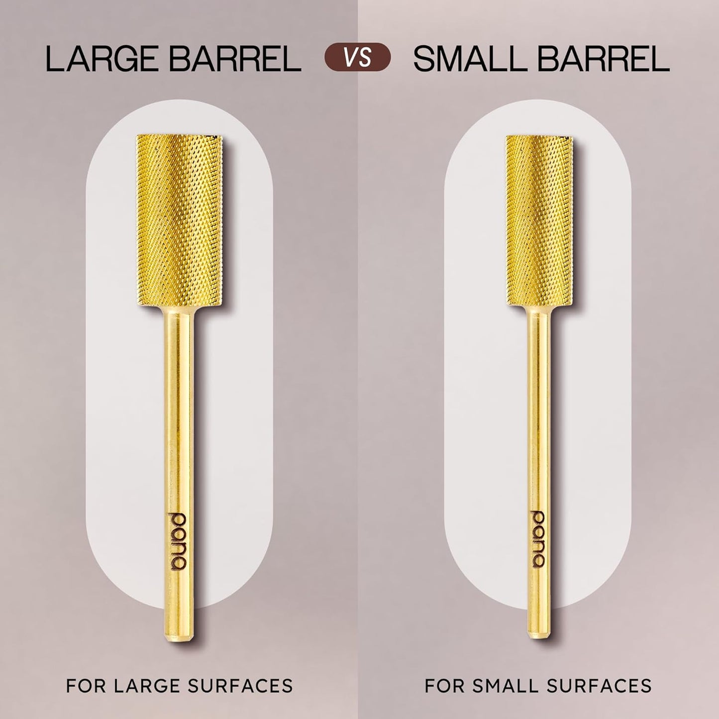 PANA Flat Top Small Barrel 3/32" Shank Size - (Gold, Extra Fine Grit) - Fast remove Acrylic or Hard Gel Nail Drill Bit for Manicure Pedicure Salon Professional or Beginner