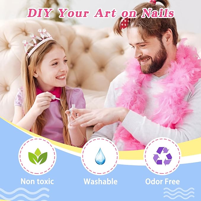 Kids Nail Polish Set, Non-Toxic 12 Candy Colors Small Nail Polish for Girls, Water-Based Peel-Off Quick Dry Low Odor Nail Art