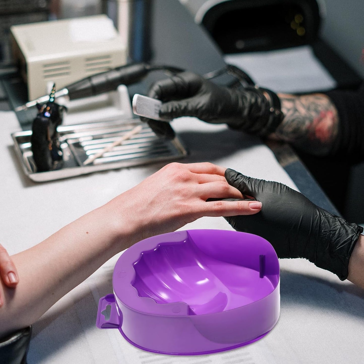 Mipcase 1Pc acrylic soak off bowl hand soaking bowl manicure soak tray manicure nail soak nail soaker acrylic remover art soak tools Spa purple hand