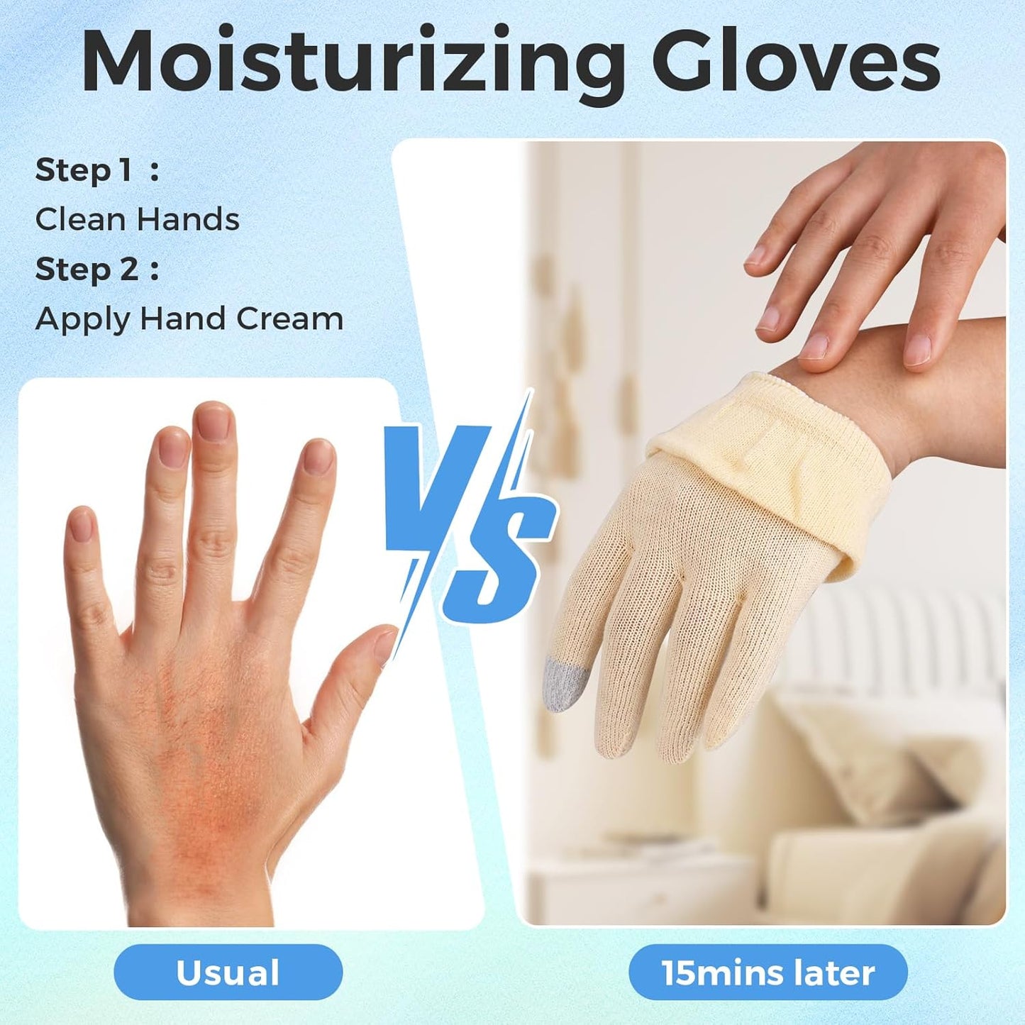 Cotton Moisturizing Gloves Overnight Hand Beauty Gloves Touchscreen Sleeping Gloves (XS-Beige, Count, 6)