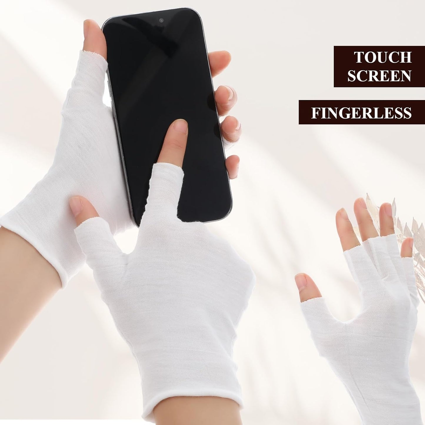 7 Pairs White 100% Cotton Gloves, Moisturizing Gloves for Dry Hands & Overnight Care, Breathable Moisturizing Night Glove for Women & Men