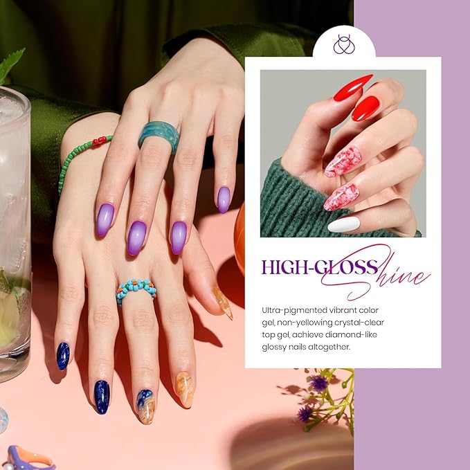 beetles Gel Polish Winter Gel Nail Polish Set 32 Colors with Base Top Coat Burgundy Red Blue Purple Brown Orange Green Pink Black White Uv LED Lamp Nails Gifts for Women Fingertip Palette