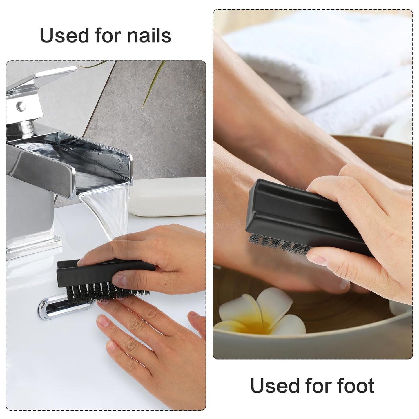 Amabro 2 PCS Hand Nail Brushes, Fingernail Scrubber Brush for Cleaning Hand Toes Black Stiff Bristle Scrub Brush Cleaner for Men Women Mechanics Gardeners Scrubbing Fingers Foot