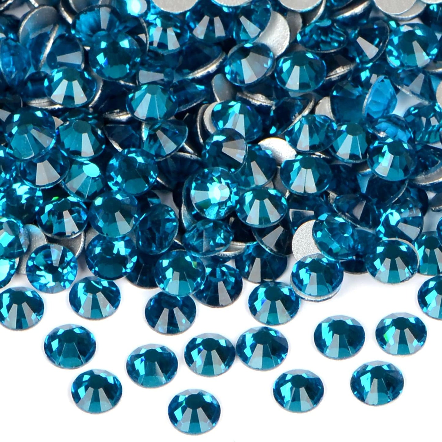 288PCS Art Nail Rhinestones Non Hotfix Glue Fix Round Crystals Glass Flatback for DIY Jewelry Making with one Picking Pen (ss30 288pcs, Blue Zircon)