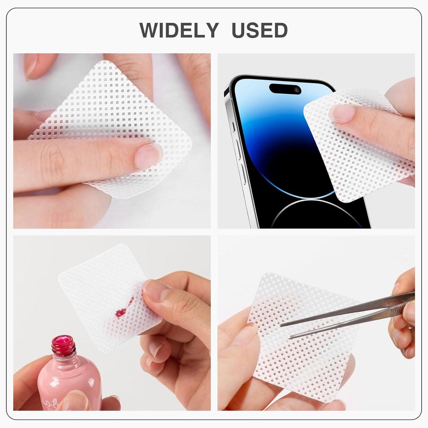 BLUERISE Lint Free Nail Wipes 450PCS Nail Polish Remover Pads Soft Absorbable Eyelash Extension Glue Cleaning Wipes