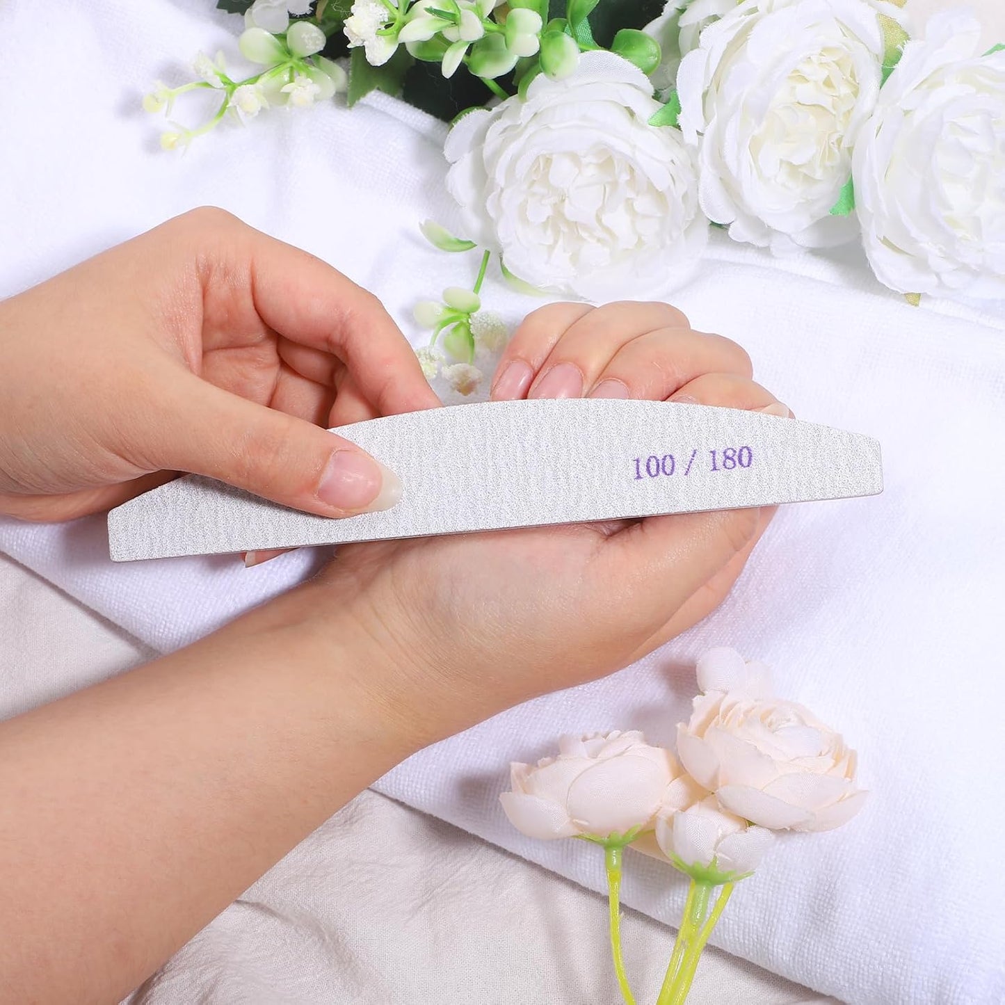 150 Pcs 100/180 Grits Nail Files, Doubled Sided Emery Boards Reusable Nail Files Manicure Tools for Acrylic Natural Toenails Home and Salon