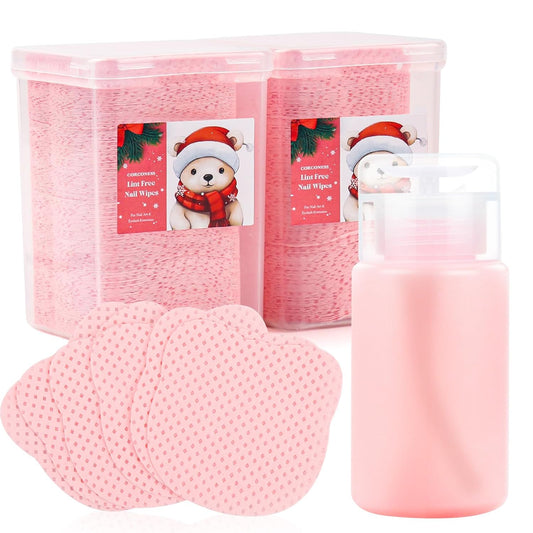 400PCS Lint Free Nail Wipes With Dispenser - Gel Nail Polish Remover Wipes With 100% Pure Acetone Dispenser,No Lint Wipe With 1PCS 120ml Acetone Pump Empty Bottle Nail Supplies