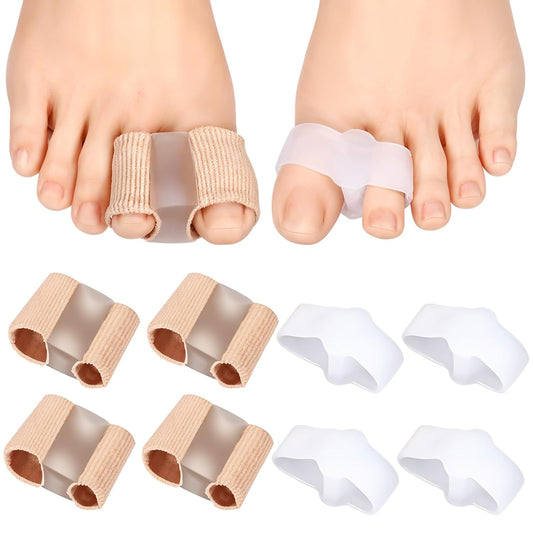 8 Pack Toe Separators Bunion Corrector with 2 Loops Overlapping Hammer Toe Separator Women Men Gel Toe Straightener Fabric Lining Splint for Feet Preventing Rubbing Relieve Foot Pressure