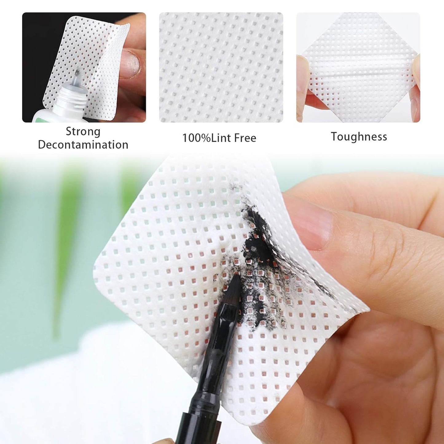 600 PCS Eyelash Glue Wipes Lint Free Nail Wipes, EBANKU Adhesive Wipes for Lash Glue Nail Polish Remover Pads, Glue Nozzle Wipes Non-Woven Fabric Wipes Eyelash Extension Supplies