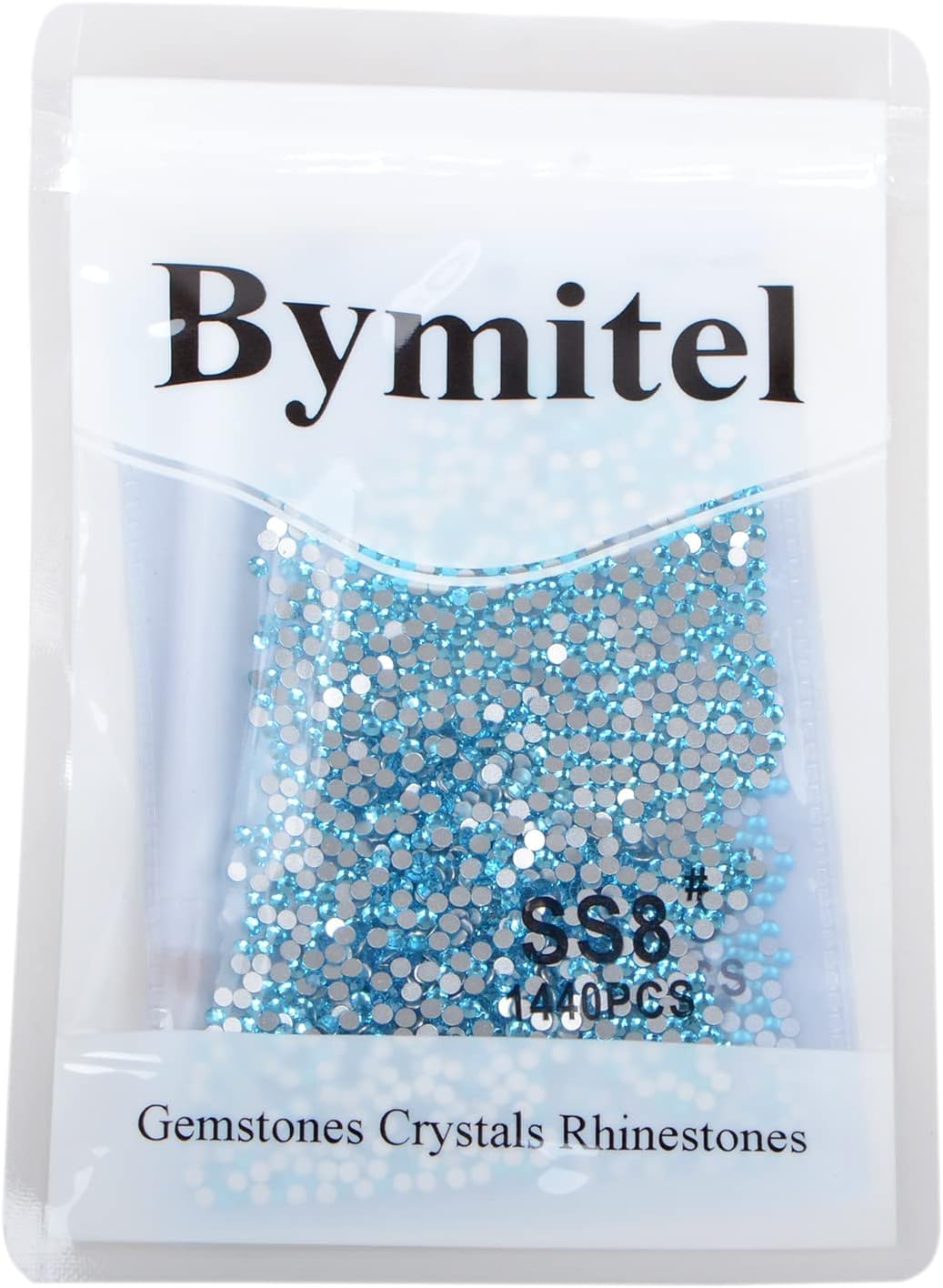 2880PCS Art Nail Rhinestones Non Hotfix Glue Fix Round Crystals Glass Flatback for DIY Jewelry Making with one Picking Pen (ss8 2880pcs, Aquamarine)