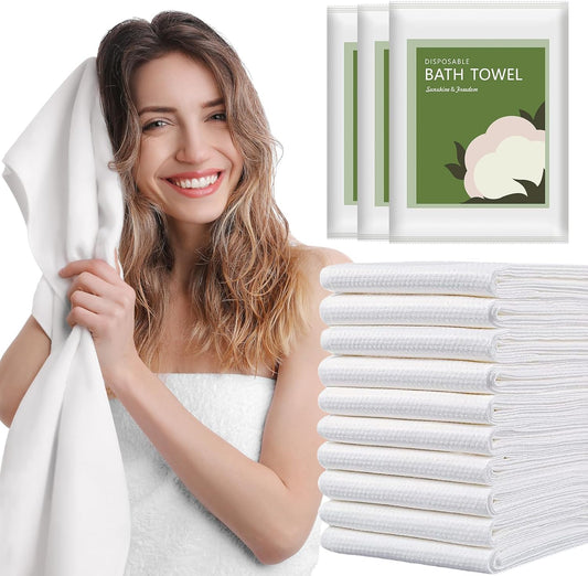 Disposable Bath Towels Durable Large Portable Thicken Camping Towels Quick Dry, Absorbent,Ultra Soft for Travel Hotel Swimming Gym Sauna Spa Pet Sports Hiking Beach Spa 55''X27.5''(10pack)