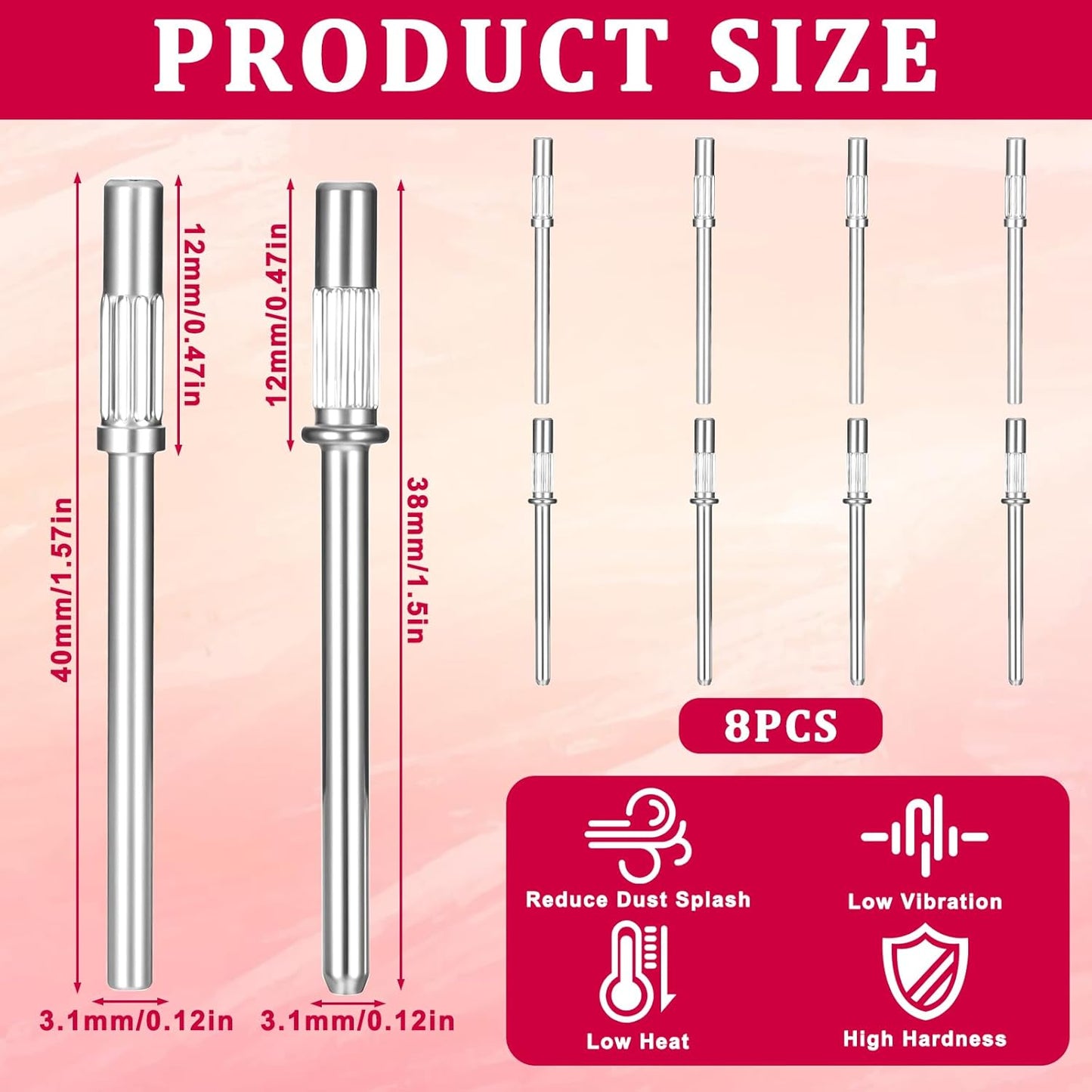 8 PCS Mandrel Bits for Small Sanding Bands, 3.1 Mm Mini Mandrel Nail Drill Bit, Small Sanding Bands Nail Drill Bits for Electric Drills File Machine Manicure Accessory