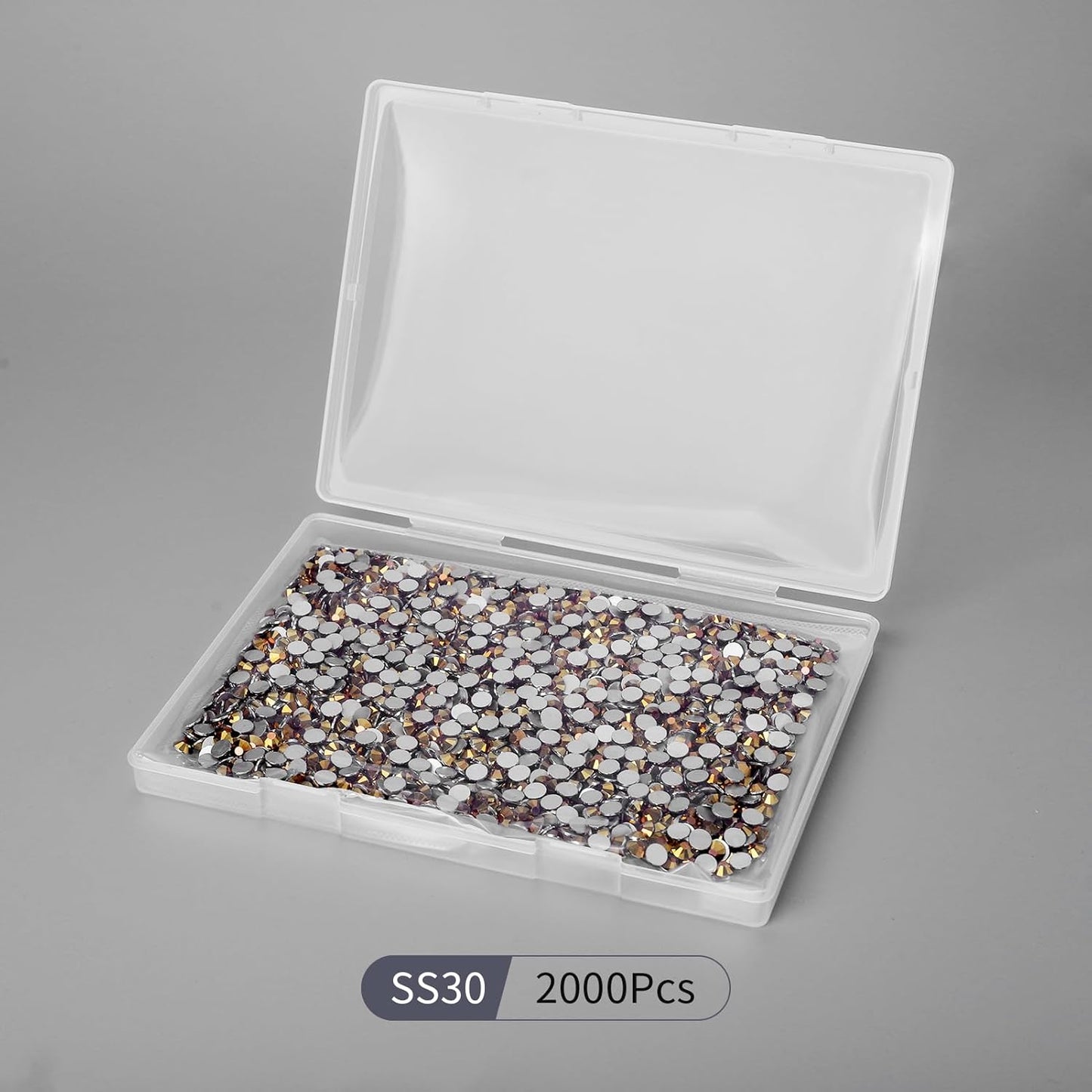 2000PCS Gold Rhinestones Bulk, Flat Back Crystal Glass Stone Round Gems,SS30, 6.4-6.6mm
