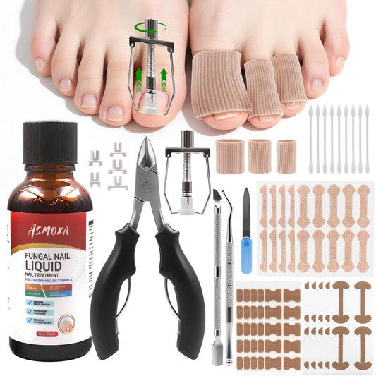 Ingrown Toenail Removal Kit - Professional Ingrown Toenail Treatment Tool Includes Ingrown Toenail Corrector Drops, Corrector Patch, Toenail Clipper, Nail File Lifter Pedicure Tools At Home
