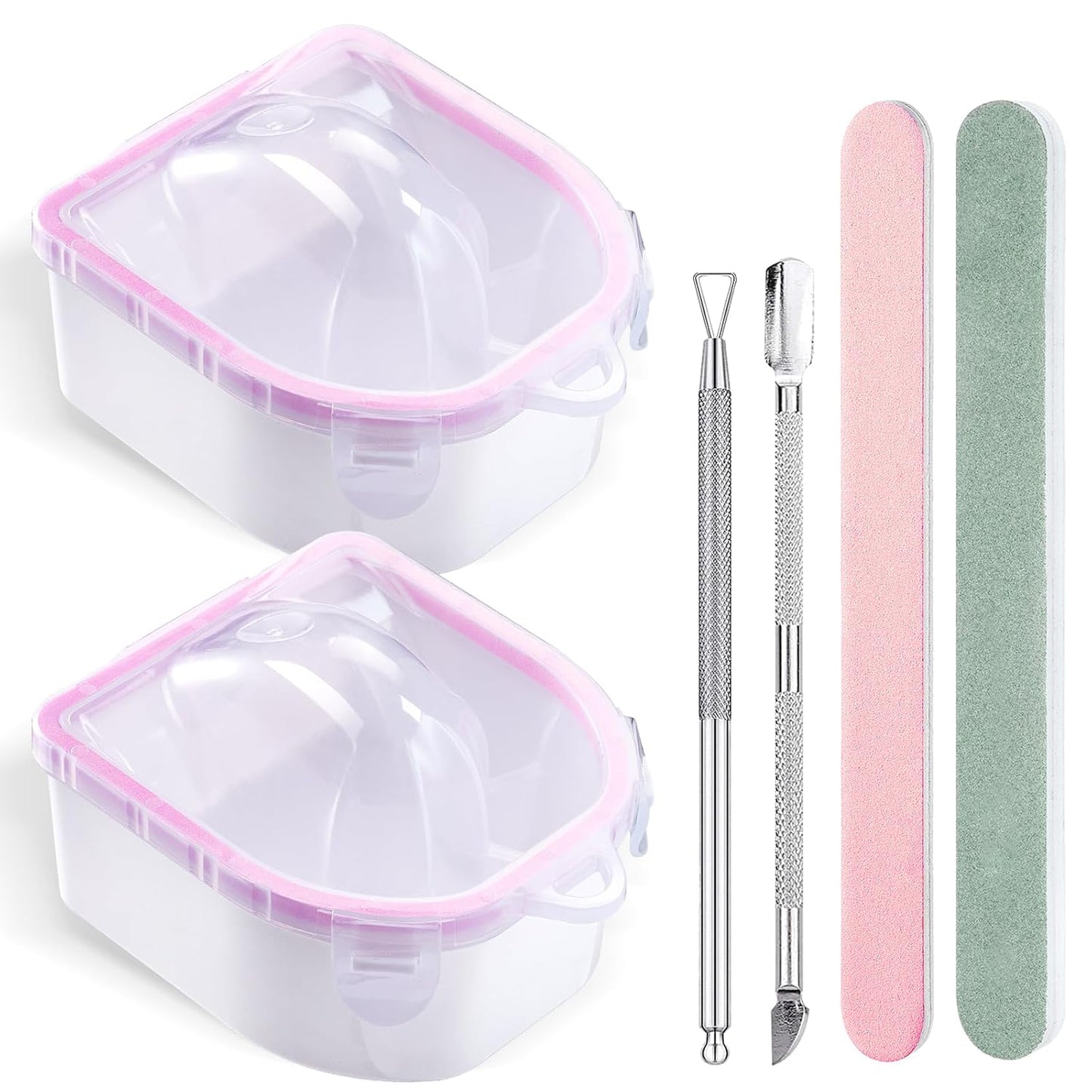 Wifniee Nail Soaking Bowl: 2PCS Soak Off Gel Nail Polish Dip Powder Remover Bowl for Hand Finger- Acetone Proof Manicure Bowl for Salon Home (S1-Pink)