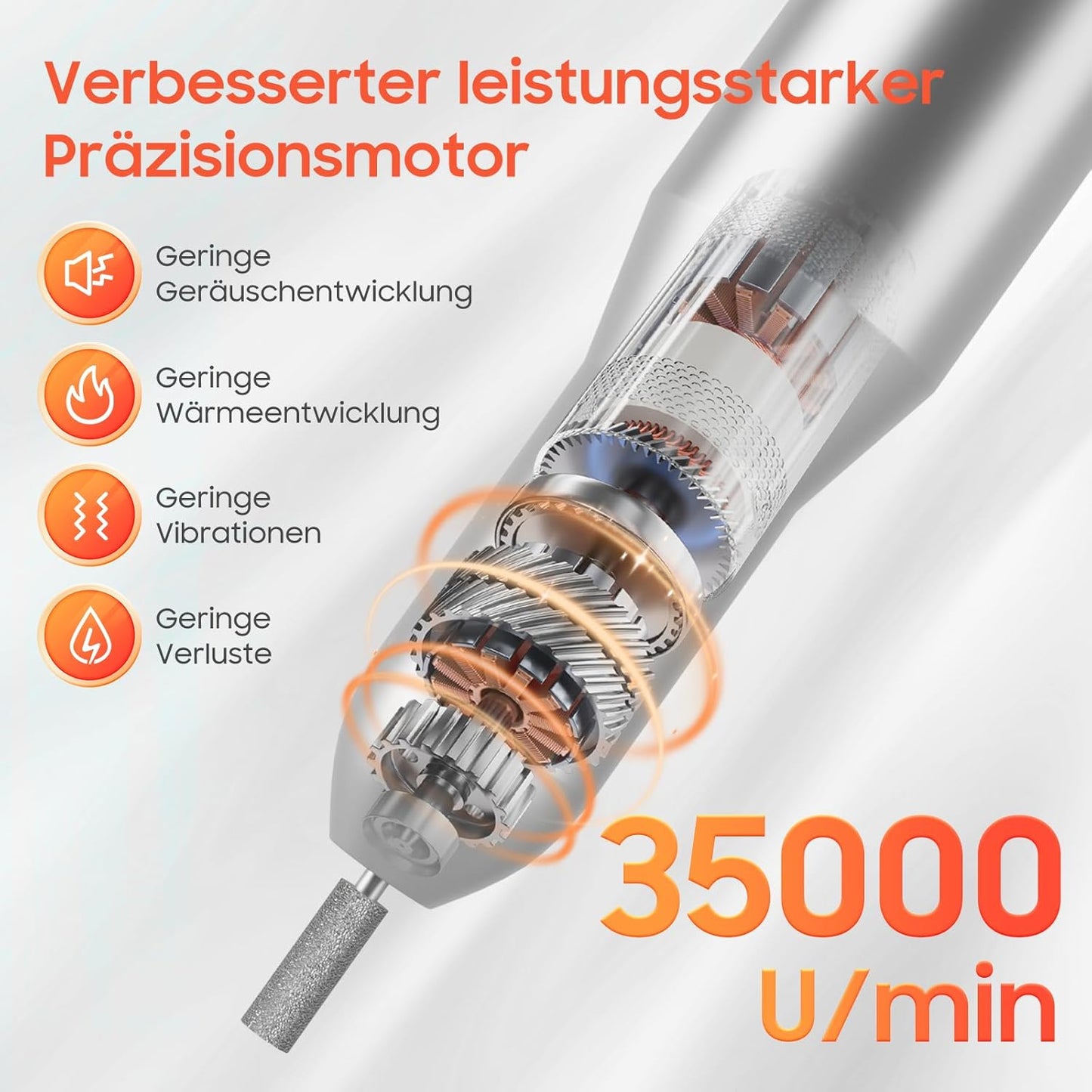 Electric Nail Drill, 35000RPM Nail Drill, Professional Rechargeable Nail File for Acrylic Nails Gel Polishing Removing,Efile Nail Kit for Manicure Salon Home