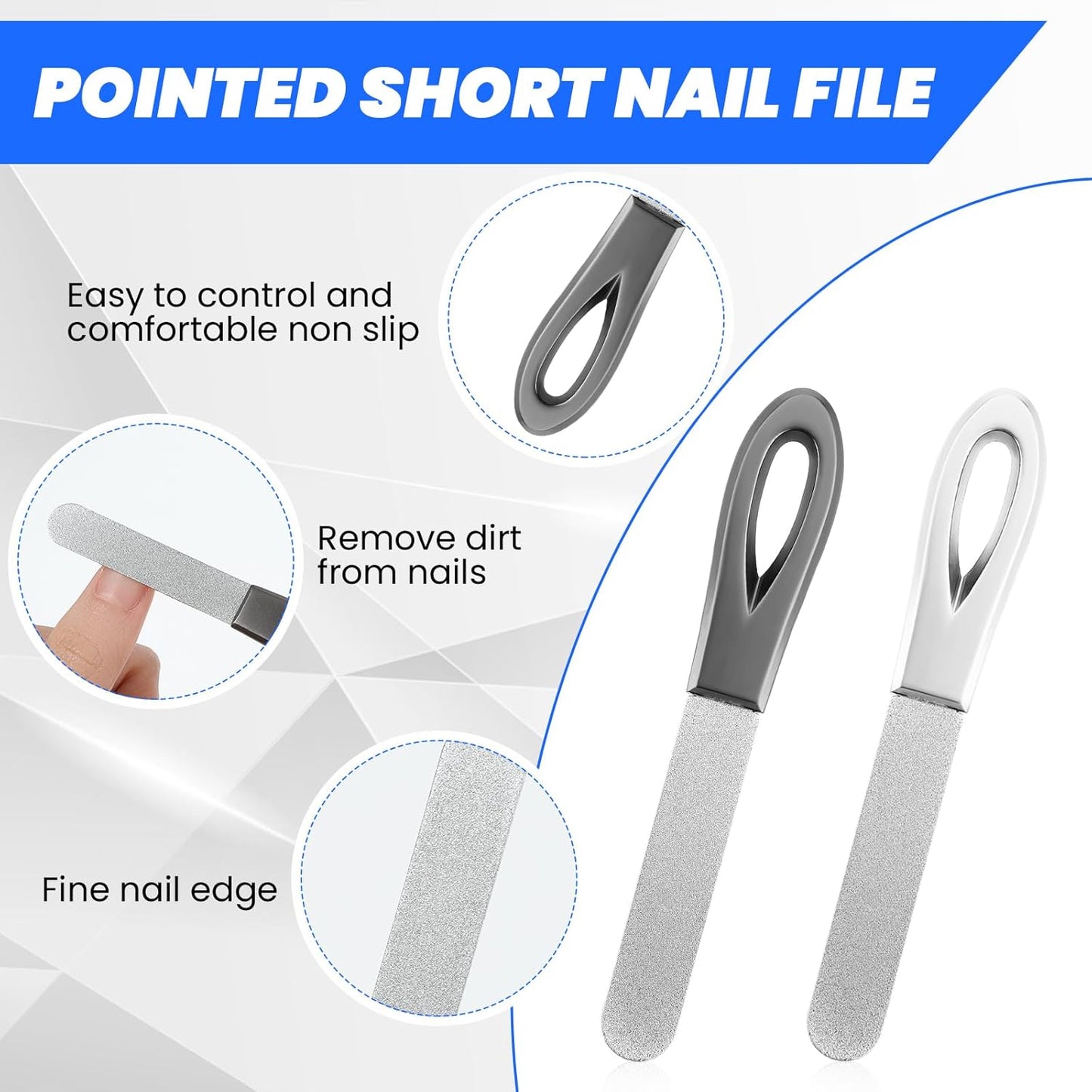 4 Pack Nail File Metal, 3.54IN Stainless Steel Fingernail Files Double Sided Grit Nail Filer with Leather Cases and Non Slip Handle