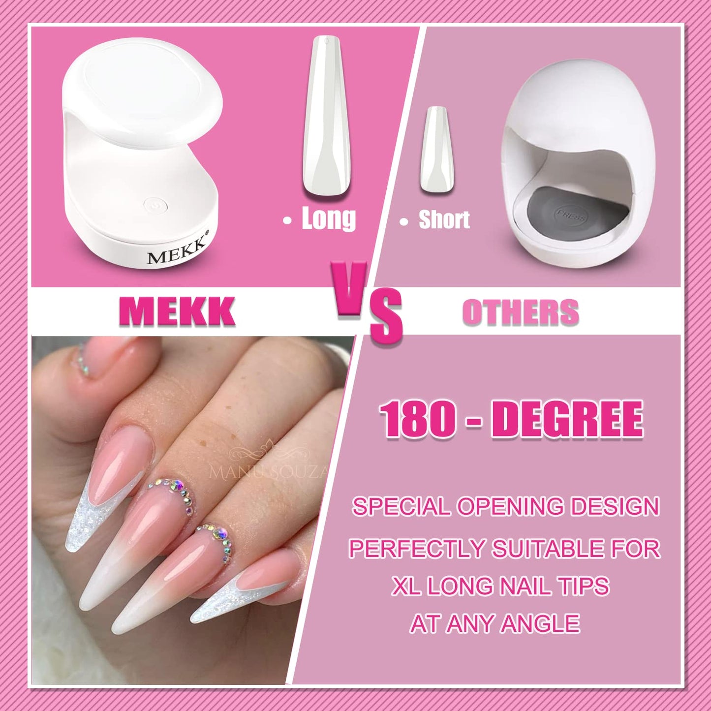 MEKK Mini UV Light for Gel Nails,16W Single Finger UV LED Nail Lamp,Portable Small Professional Flash Cure Lamp,Compact Design for Home and Salon - White