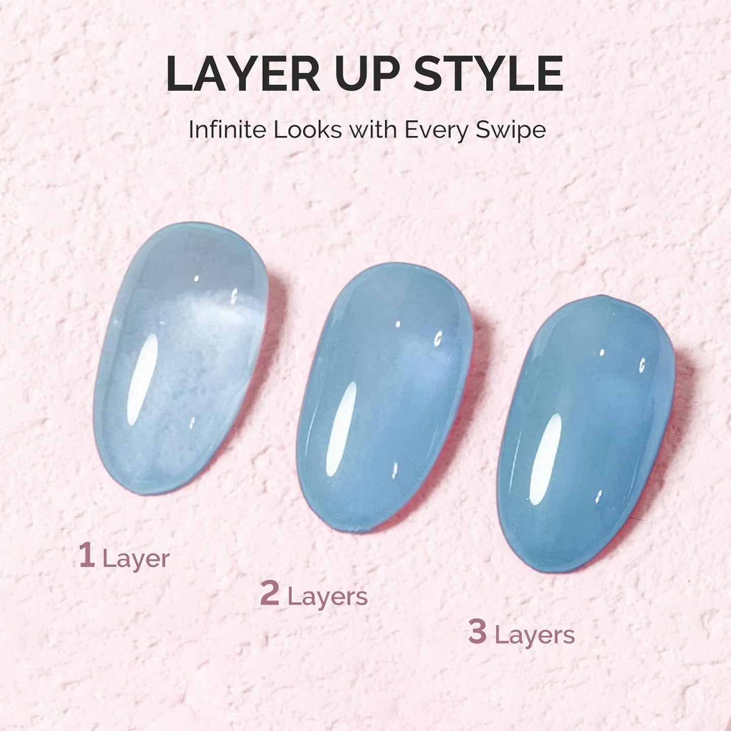 MelodySusie Blue Gel Nail Polish, 0.5Fl.oz Jeweliver Jelly Gel Polish Translucent Plastel Haze Blue Neutral Color Soak Off UV LED Gel Polish Nail Art Design Manicure Salon DIY At Home JP53