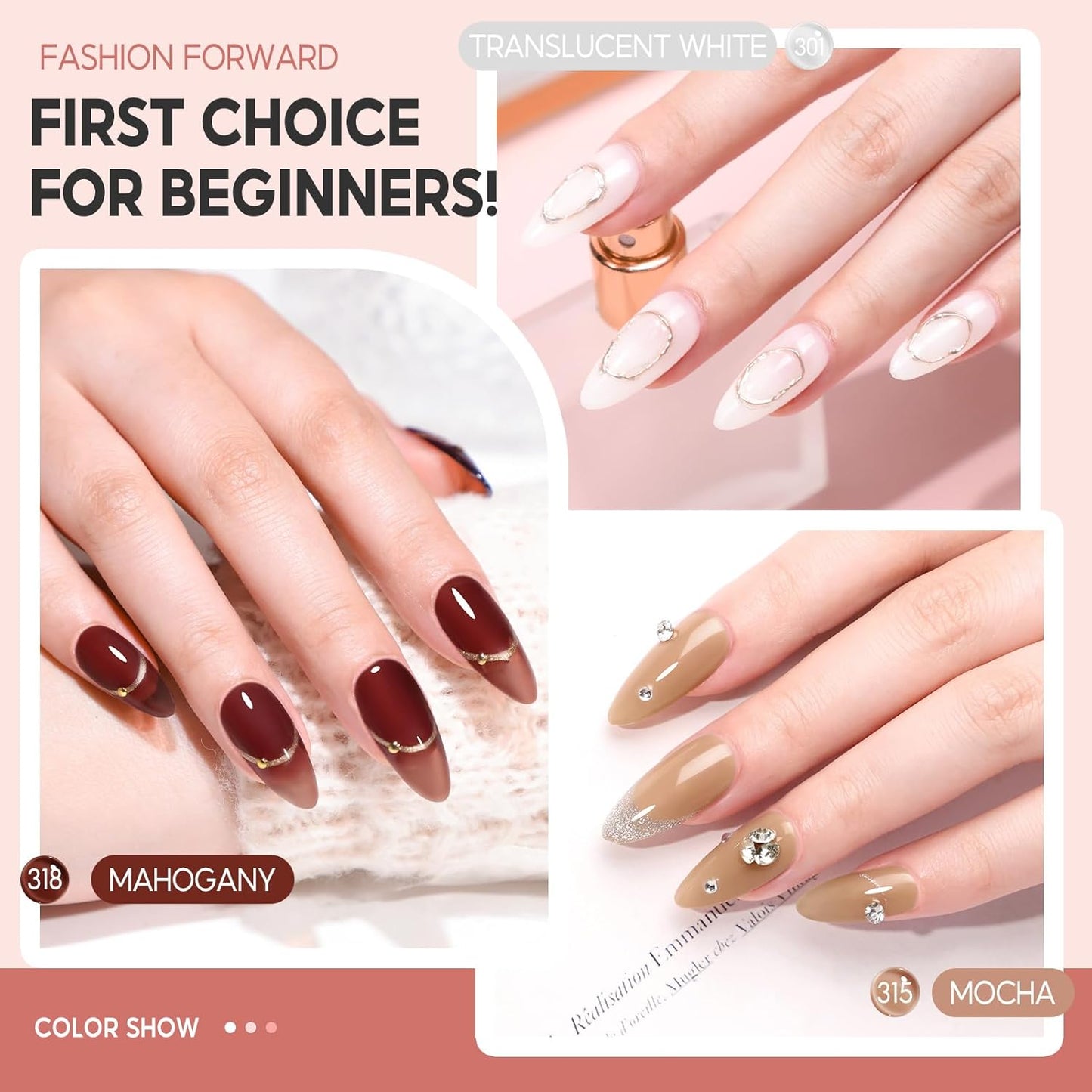 PEACECOLOR Fall Jelly Gel Polish Set 6 Colors Red Brown Gel Nail Polish Autumn Colors Nail Starter Kit Soak Off for Women Home Salon Design