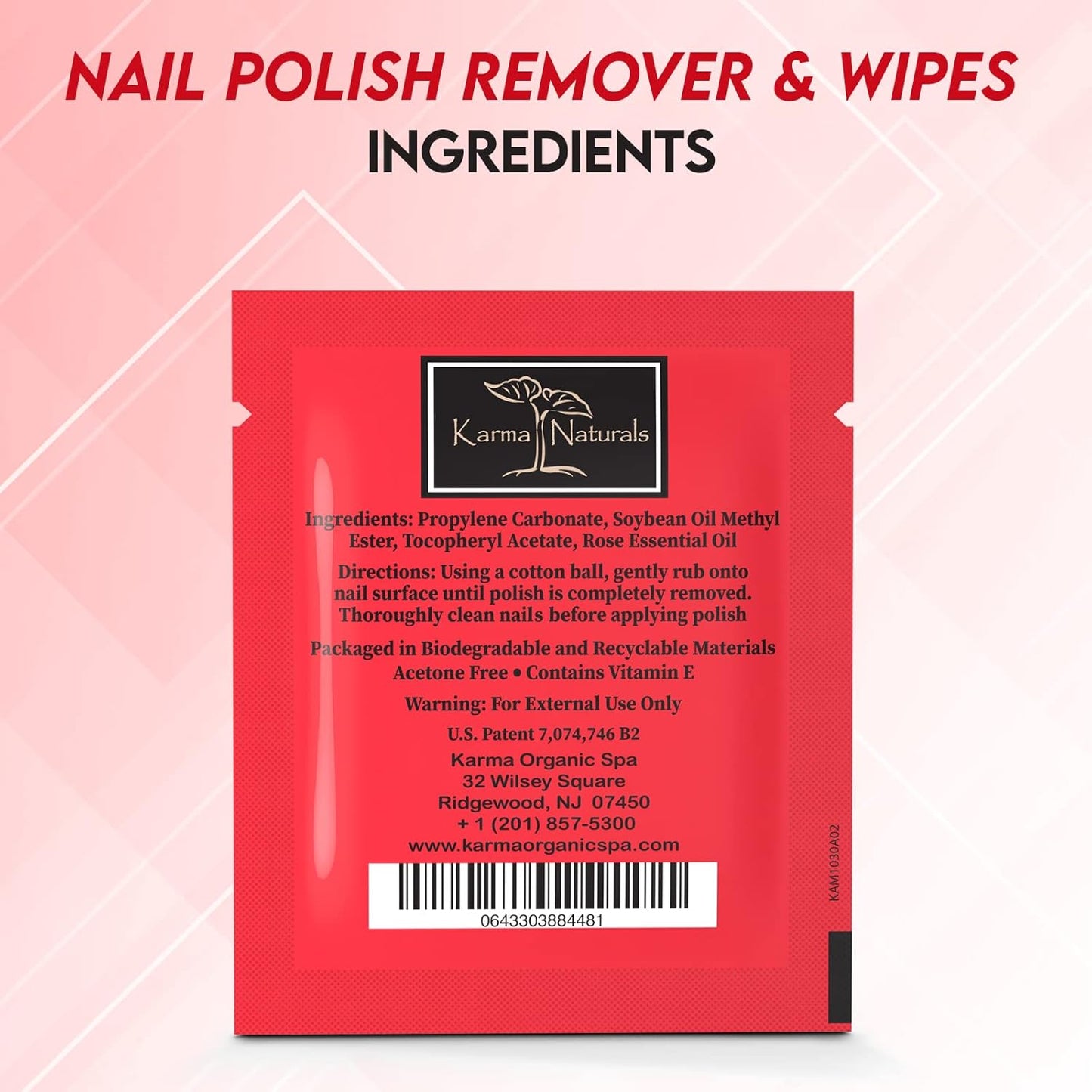 Karma Halal Nail Polish Remover Wipes with Rose Oil; Non-Toxic, Vegan, Cruelty-Free – Pack of 10