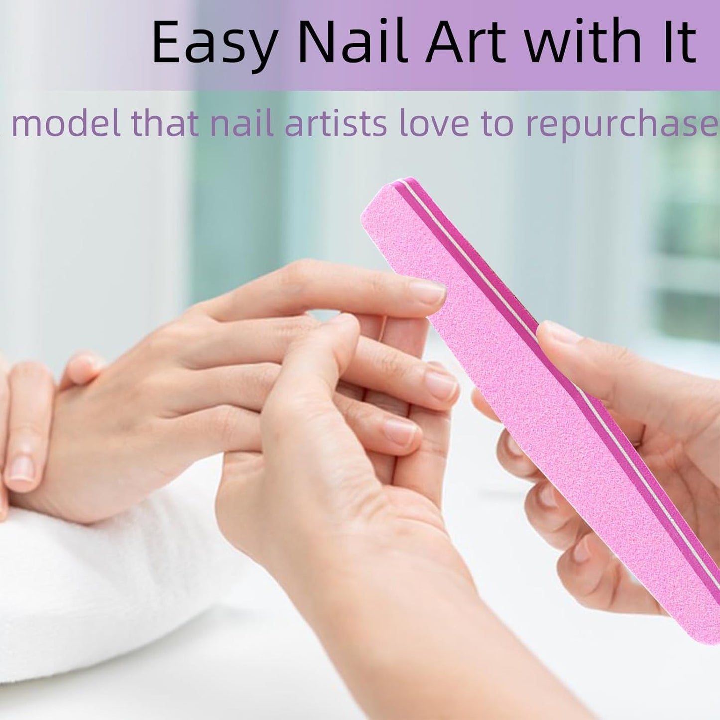 10 Pack 100/180 Grit Nail Files and buffers,Double Sided Nail Files,Nail Buffer Block,Fingernail File,Sponge Buffing Nail File,for Acrylic/Natural Nails(Pink)