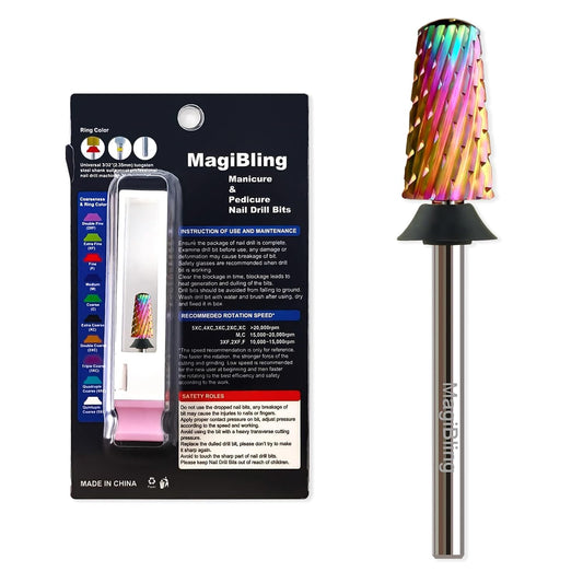 Round Top Nail Drill Bits, Cross Cut Tapered 3/32'' Safety Tungsten Carbide Professional Bit, Remove Gel Fast, Left Right Hand Use, Acrylic Nail Polish, Technicians Bits, Extra Coarse.