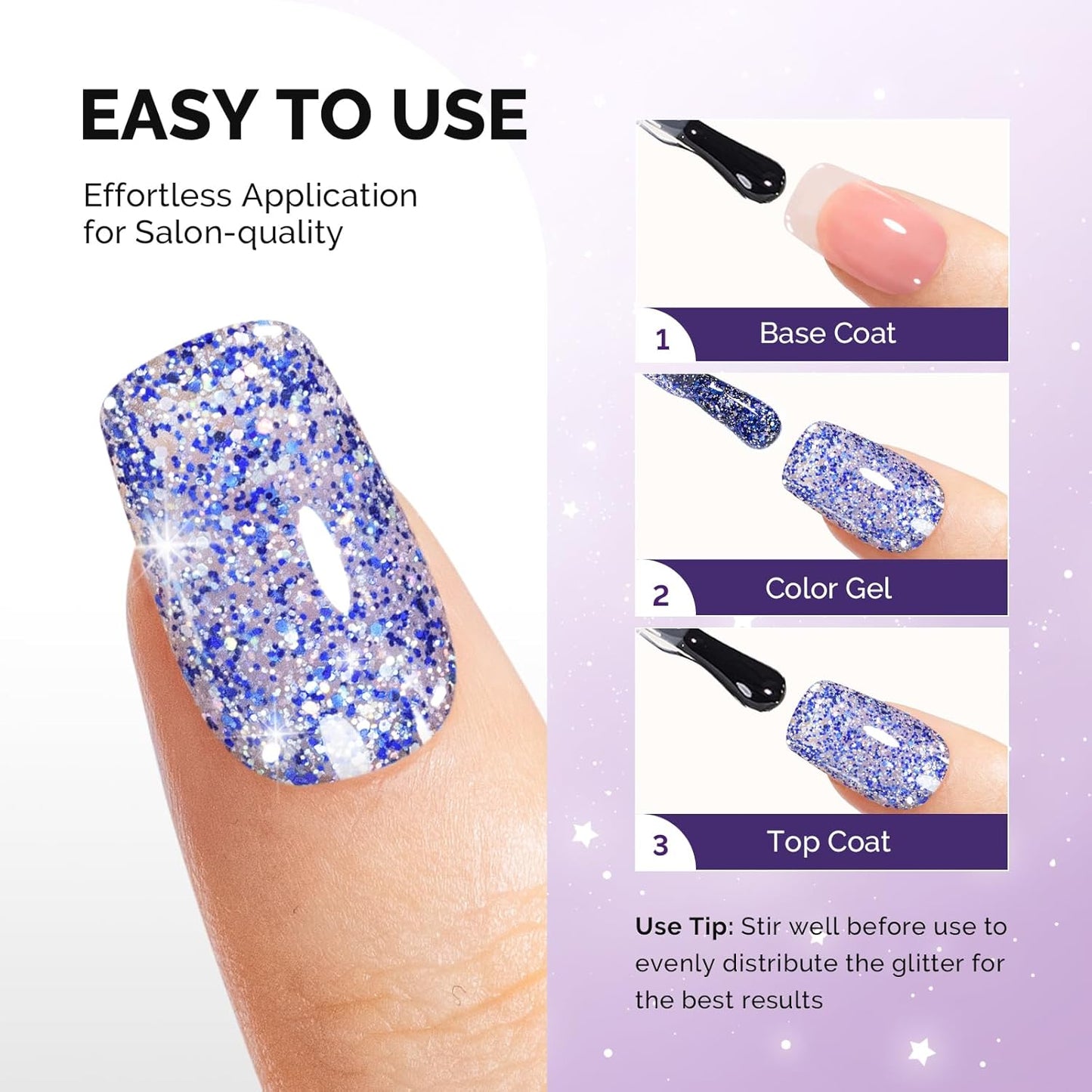 MelodySusie Galaliver Glitter Gel Nail Polish, 15ML Sparkly Shimmer Gel Polish Soak Off UV LED Cured Long Lasting Gift for Women DIY Nail Design Nail Art Manicure Starry Blue X11
