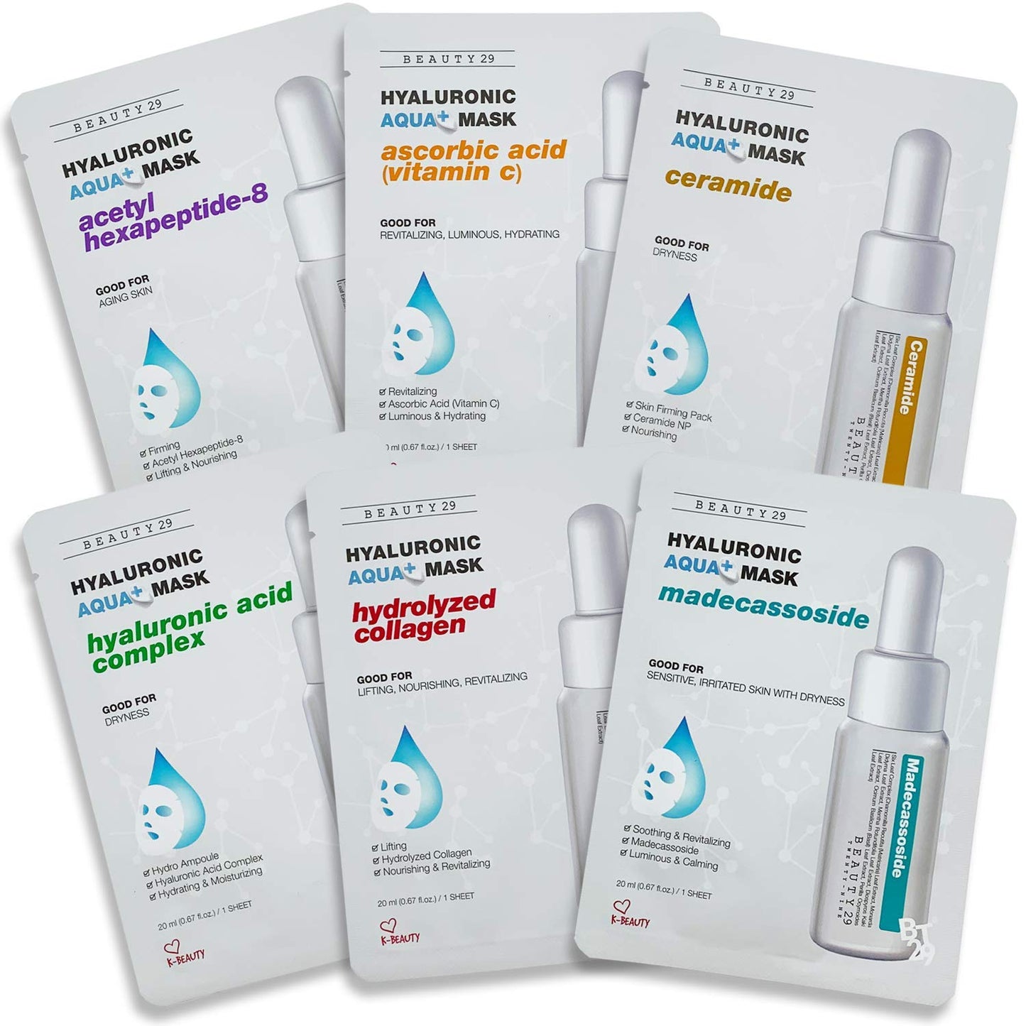 Hyaluronic Aqua Plus Essence Full Face Facial Sheet Mask 18 Sheets Combo - VALUE SET