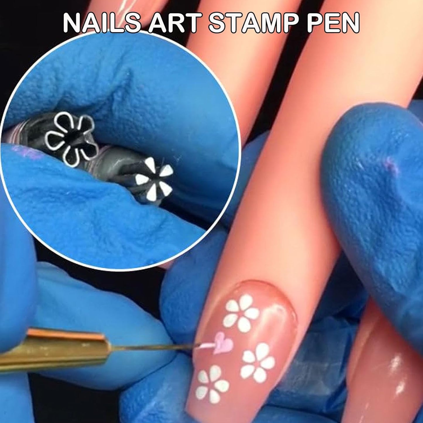 Nail Art Stamp Pen Set, Nail Art Stamp Stamps Pen –DIY Nail Art Tools, Butterfly & Rose Patterns Nail Stamping Tools for Creative DIY Home Manicures (15pcs)