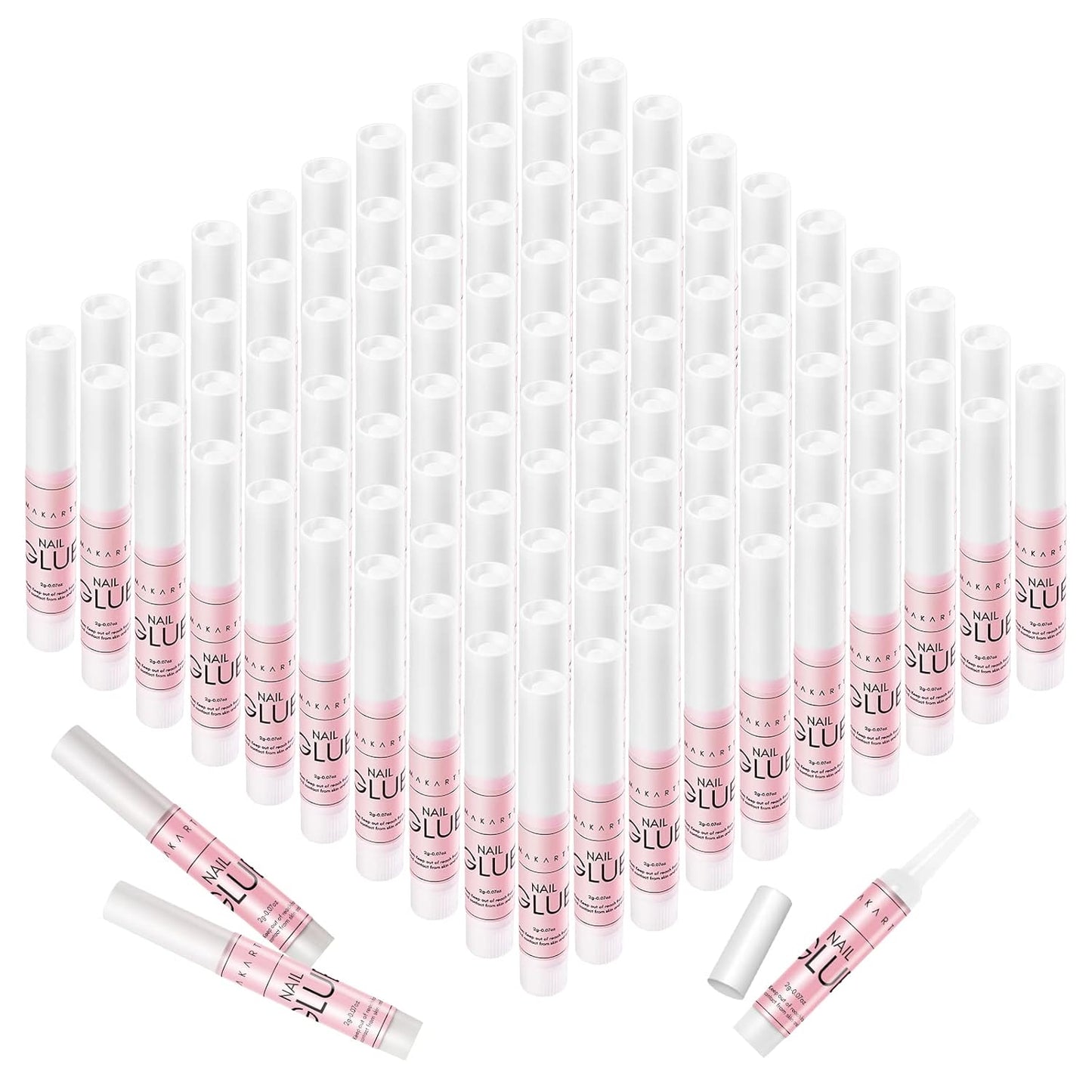 Makartt Super Strong Nail Glue: 100PCS Long Lasting Professional Adhesive for Acrylic and Press on Nails Repair, 0.07oz Supplies for DIY Salon and Home Use