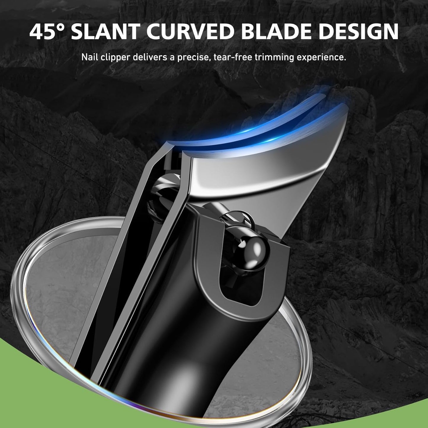 BALUCA Slanted Blade Ingrown Toenail Clippers for Thick Toenails, Angled Toe Nail Fingernail Cutter Trimmer for Seniors and Men - Black